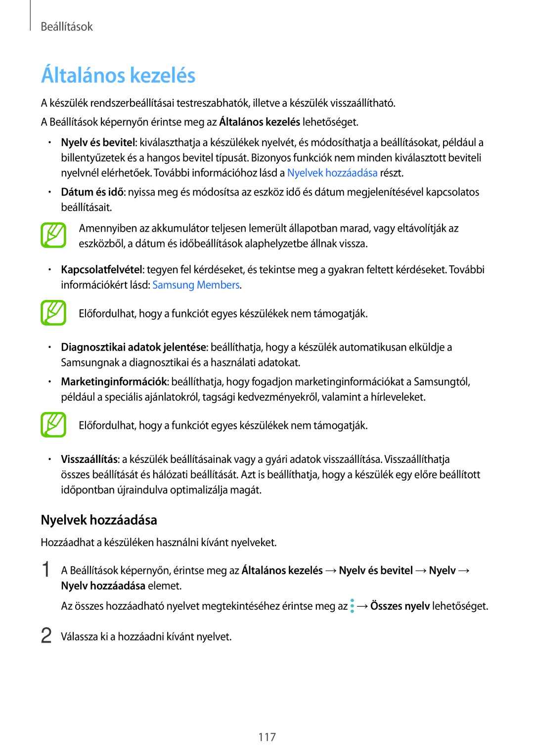 Samsung SM-J510FZDUXEH, SM-J510FZKNPAN, SM-J510FZDNPAN, SM-J510FZWUXEH, SM-J510FZKUXEH Általános kezelés, Nyelvek hozzáadása 