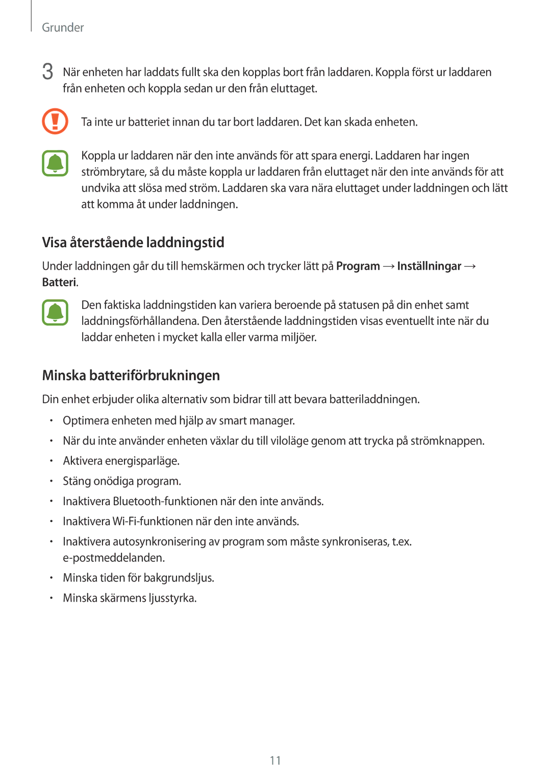 Samsung SM-J510FZDNNEE, SM-J510FZKUNEE, SM-J510FZKNNEE manual Visa återstående laddningstid, Minska batteriförbrukningen 