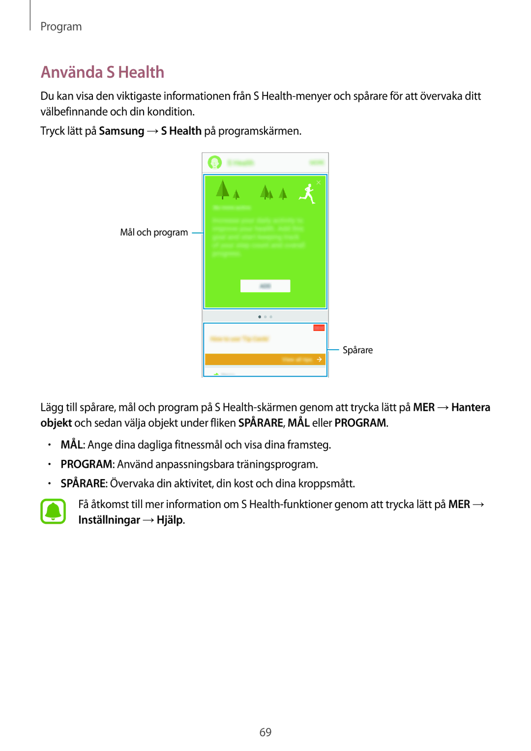 Samsung SM-J510FZKNNEE, SM-J510FZKUNEE, SM-J510FZWNNEE, SM-J510FZDNNEE manual Använda S Health 