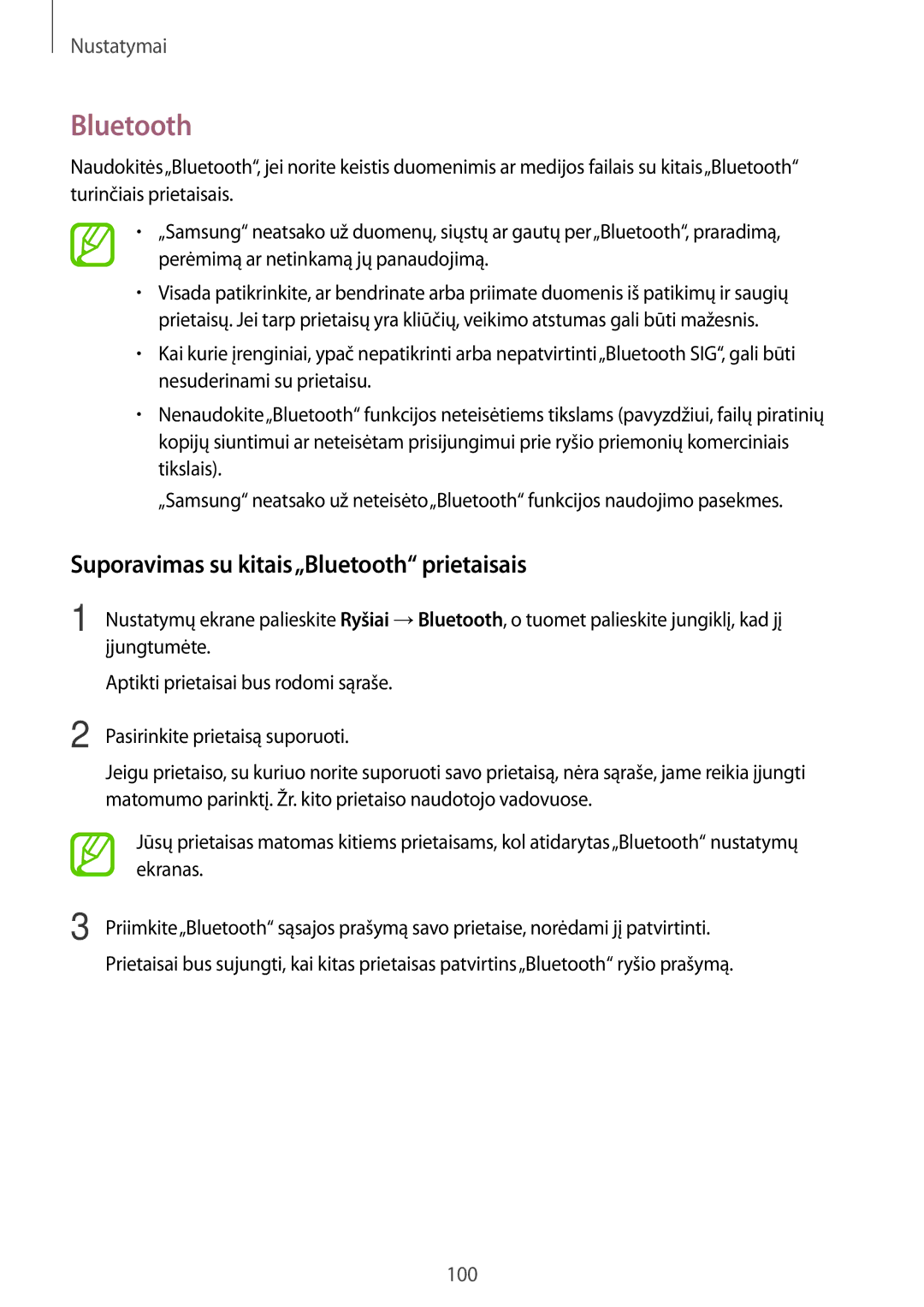 Samsung SM-J510FZKUSEB, SM-J710FZKNSEB, SM-J510FZDUSEB, SM-J710FZDNSEB manual Suporavimas su kitais„Bluetooth prietaisais 