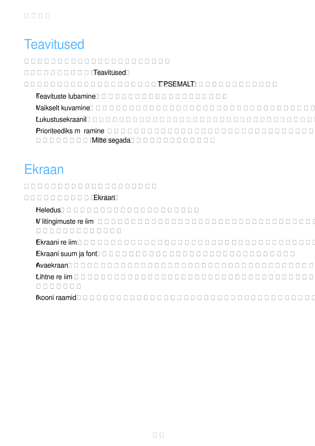 Samsung SM-J510FZKUSEB, SM-J710FZKNSEB, SM-J510FZDUSEB, SM-J710FZDNSEB manual Teavitused, Ekraan 