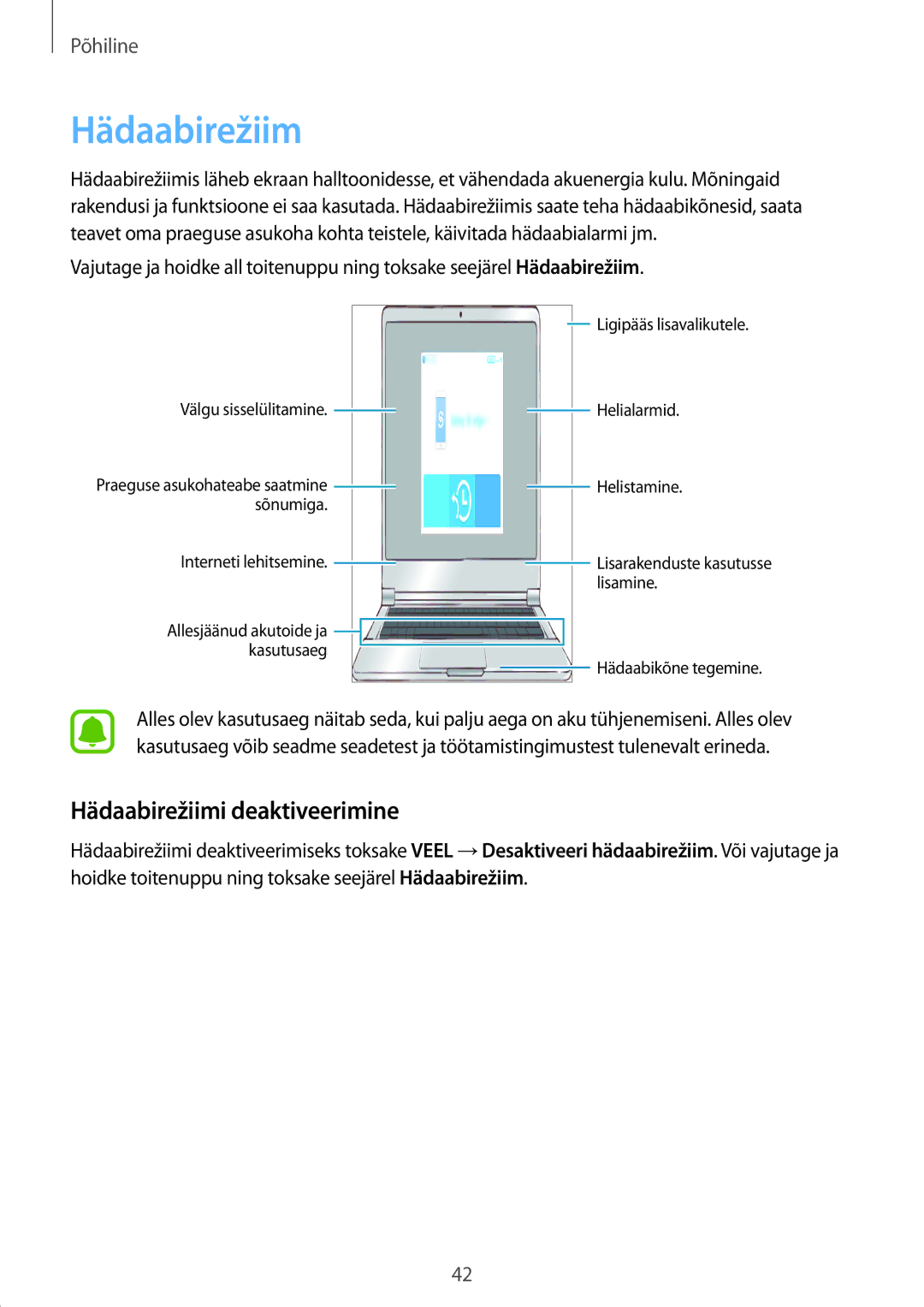 Samsung SM-J510FZDUSEB, SM-J510FZKUSEB, SM-J710FZKNSEB, SM-J710FZDNSEB manual Hädaabirežiimi deaktiveerimine 