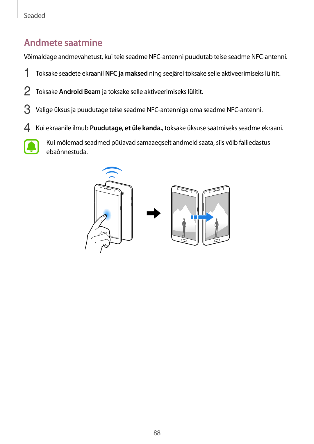 Samsung SM-J510FZKUSEB, SM-J710FZKNSEB, SM-J510FZDUSEB, SM-J710FZDNSEB manual Andmete saatmine 