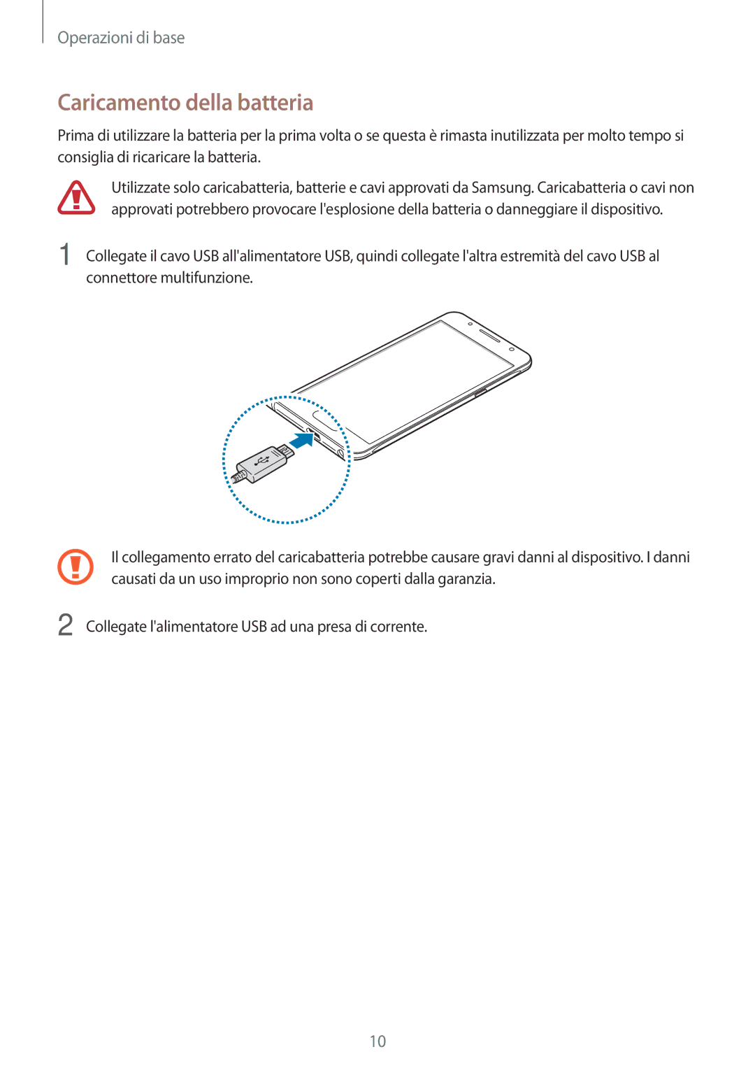 Samsung SM-J710FZWNITV, SM-J510FZWNITV, SM-J710FZKNITV, SM-J510FZWUITV, SM-J510FZKNITV manual Caricamento della batteria 