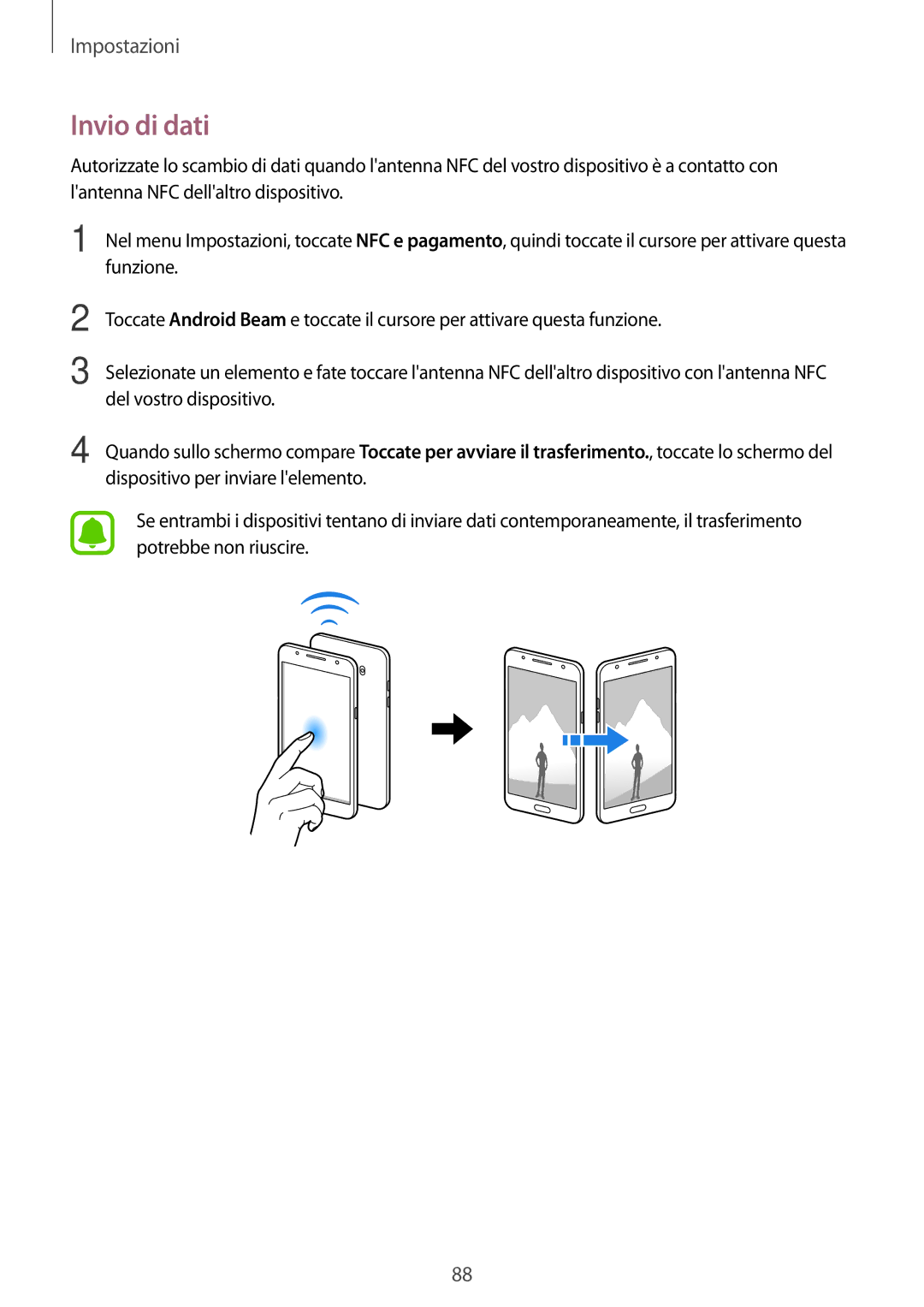 Samsung SM-J510FZKUITV, SM-J510FZWNITV, SM-J710FZWNITV, SM-J710FZKNITV, SM-J510FZWUITV, SM-J510FZKNITV manual Invio di dati 