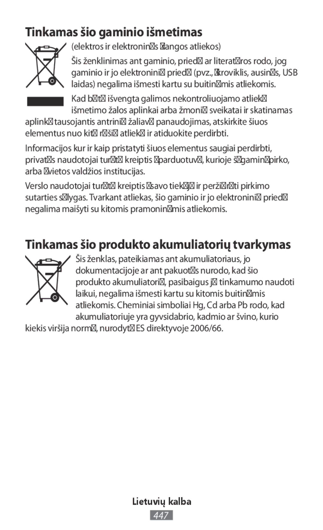 Samsung SM-T820NZSASER, SM-J530FZDATCL manual Tinkamas šio gaminio išmetimas, Elektros ir elektroninės įrangos atliekos 