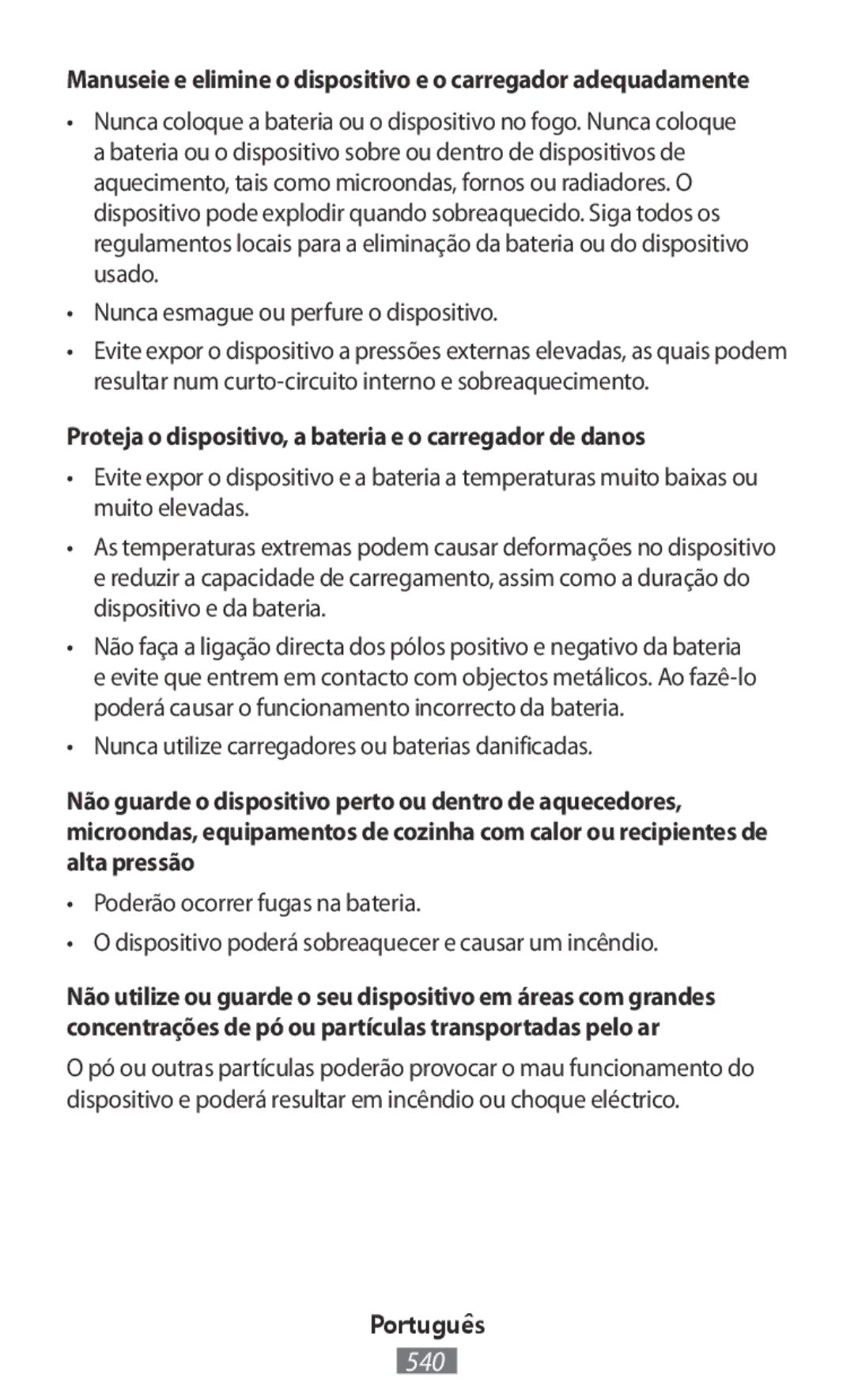 Samsung SM-T710NZWEXEF, SM-J530FZDATCL, SM-J530FZSAEUR manual Proteja o dispositivo, a bateria e o carregador de danos 