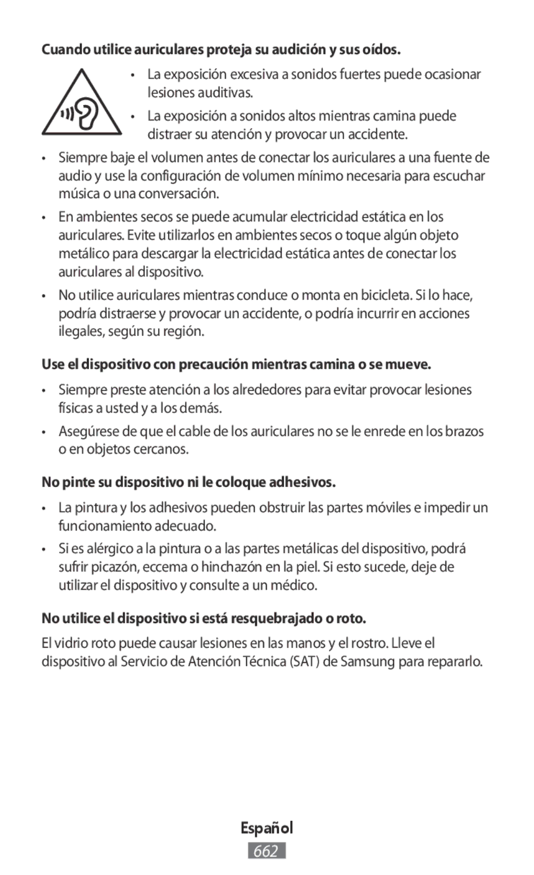 Samsung SM-T810NZKEPHE, SM-J530FZDATCL, SM-J530FZSAEUR manual Cuando utilice auriculares proteja su audición y sus oídos 