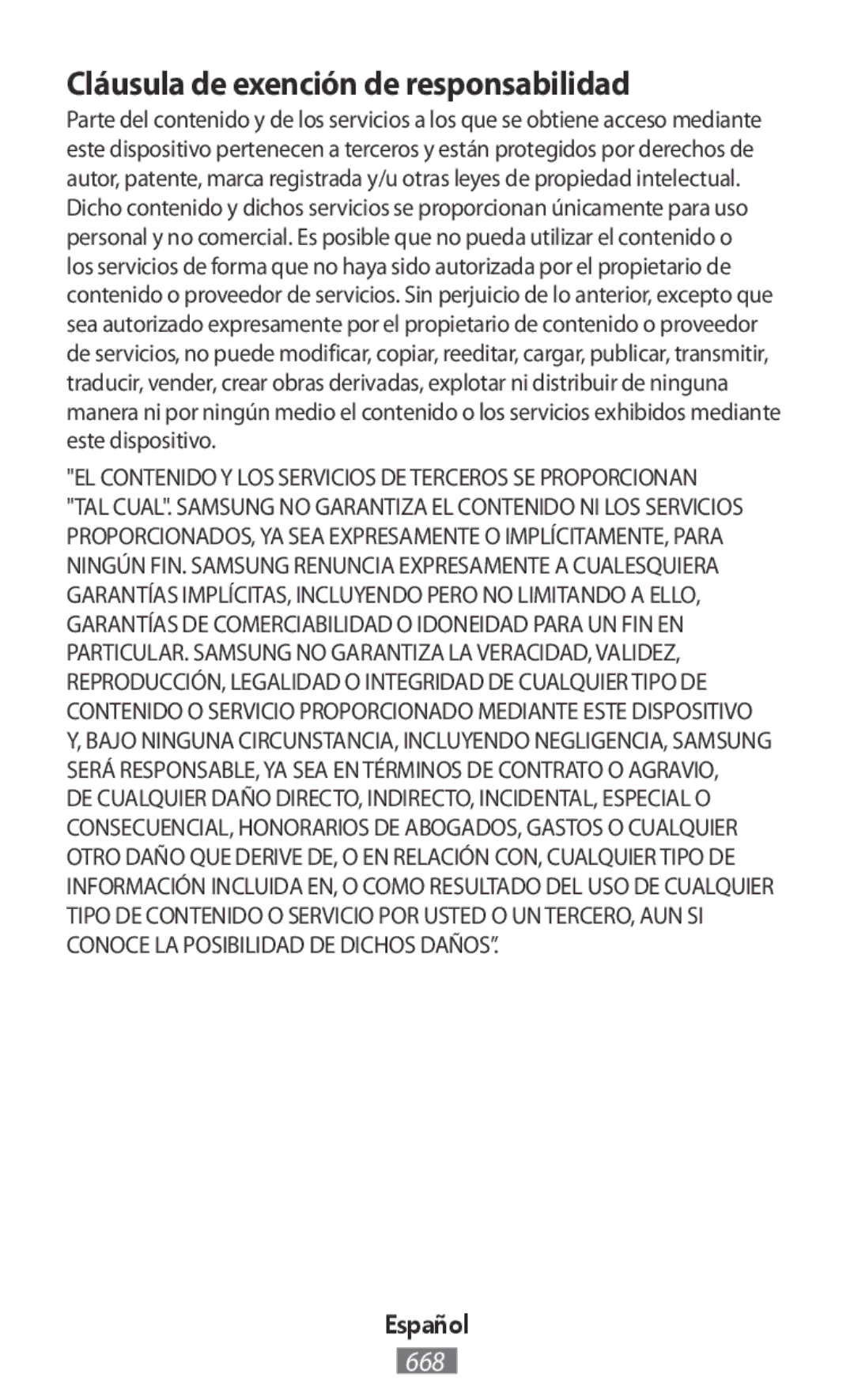 Samsung SM-J530FZDDPHE, SM-J530FZDATCL, SM-J530FZSAEUR, SM-J530FZSADDE manual Cláusula de exención de responsabilidad 