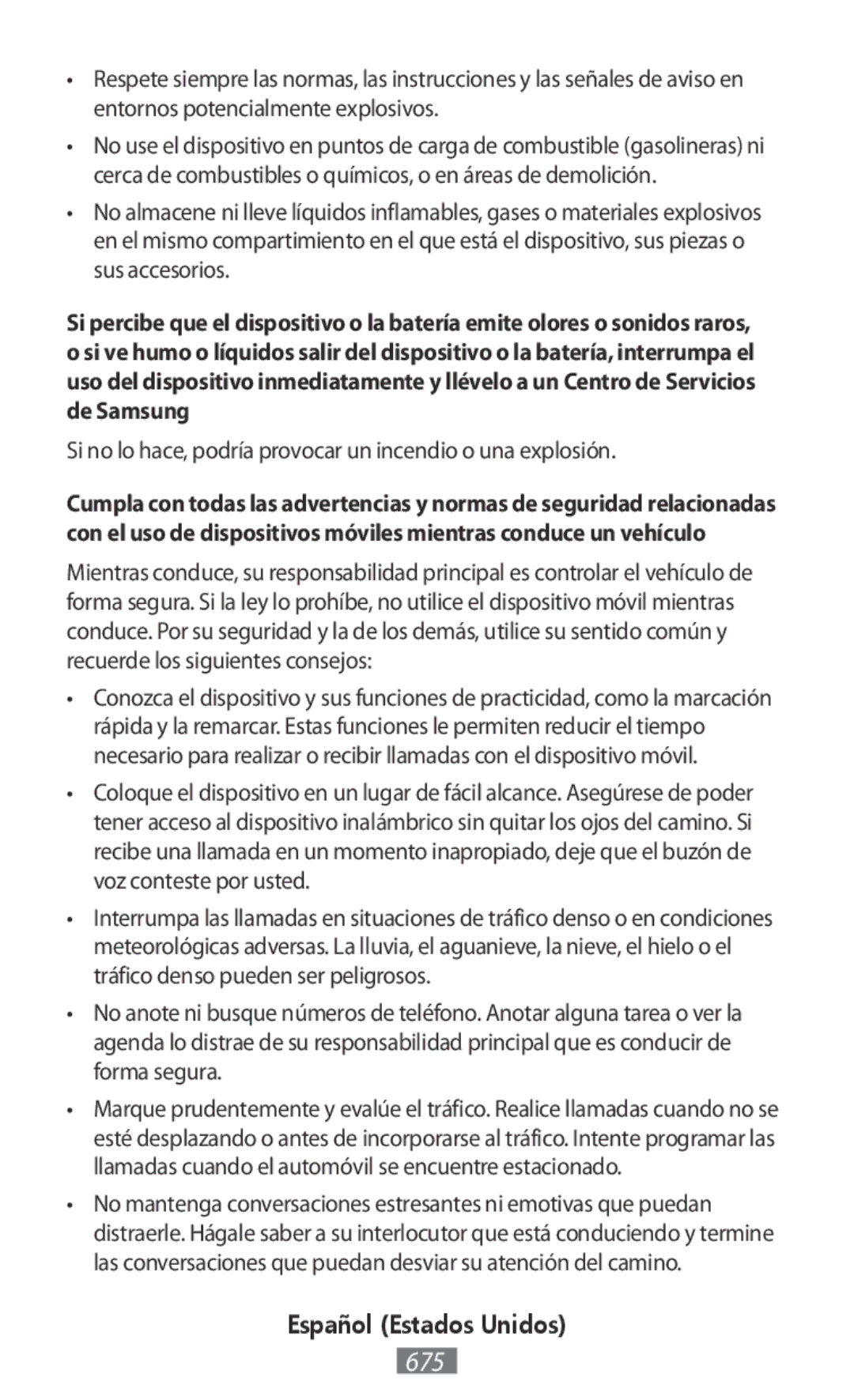 Samsung SM-T819NZDEKSA, SM-J530FZDATCL, SM-J530FZSAEUR manual Si no lo hace, podría provocar un incendio o una explosión 