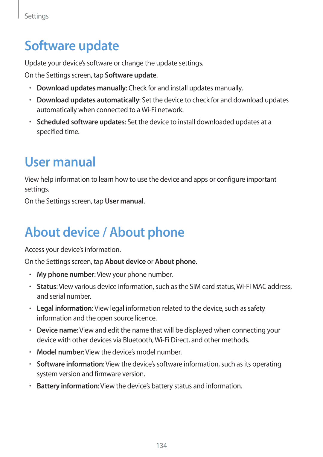 Samsung SM-J530FZKACYV, SM-J530FZDATCL, SM-J530FZSAEUR, SM-J530FZSADDE manual Software update, About device / About phone 