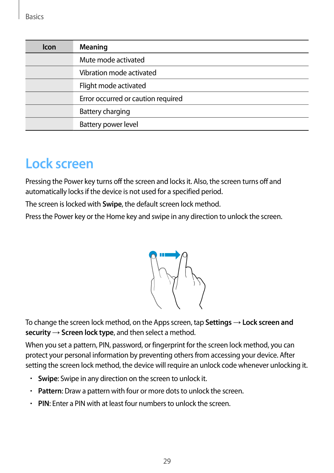 Samsung SM-J730FZDETUR, SM-J530FZDATCL, SM-J530FZSAEUR, SM-J530FZSADDE, SM-J530FZKAEUR, SM2J530FZKADDE manual Lock screen 