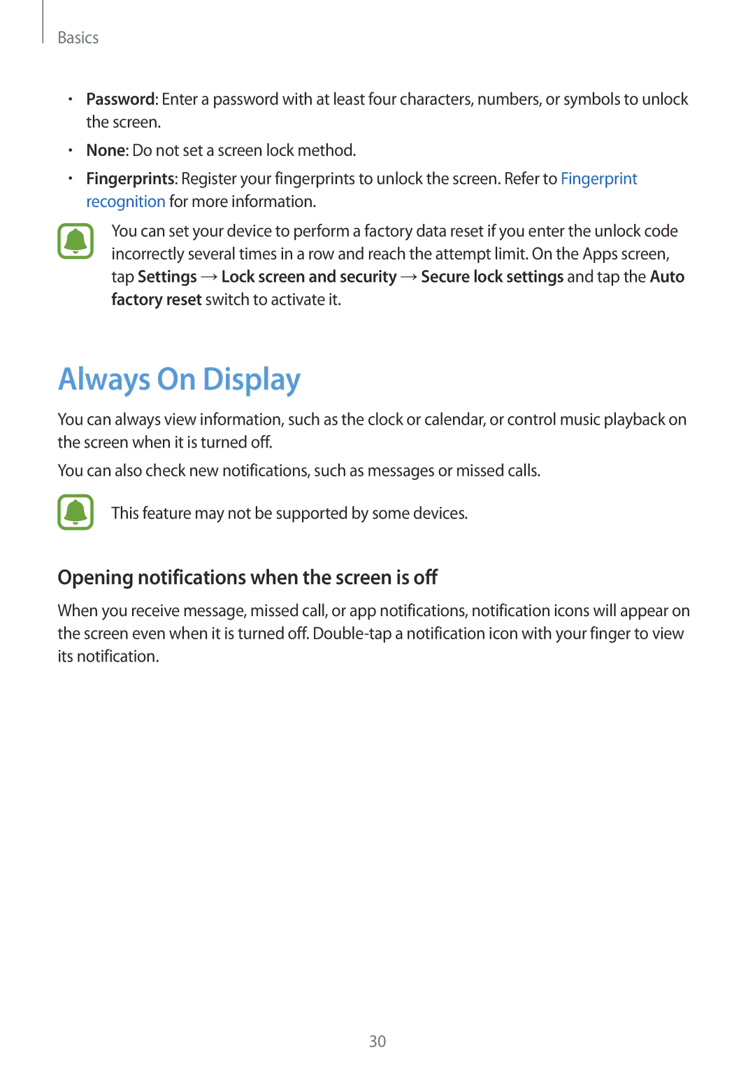 Samsung SM-J730FZSAITV, SM-J530FZDATCL, SM-J530FZSAEUR manual Always On Display, Opening notifications when the screen is off 