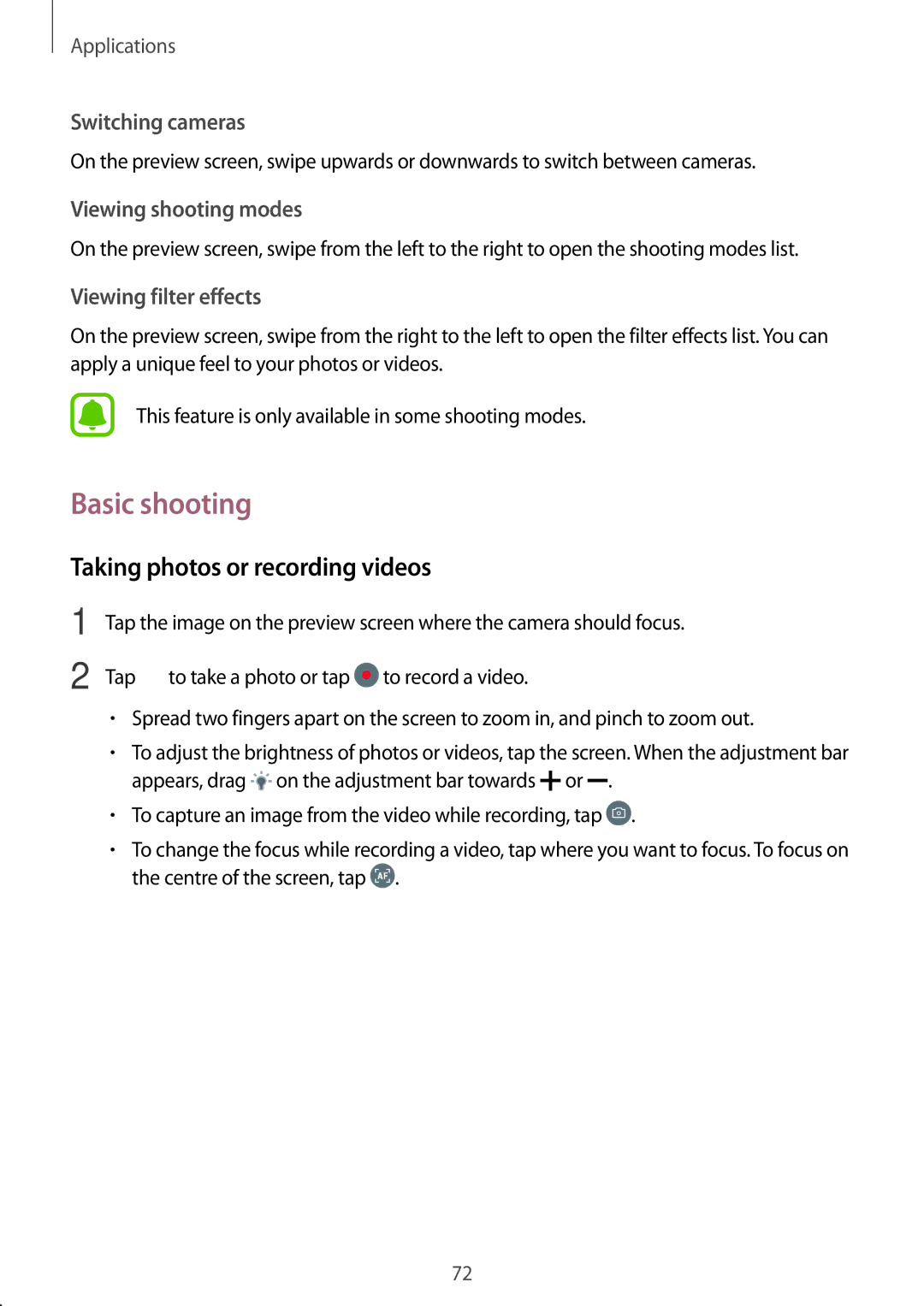 Samsung SM-J730FZDDETL, SM-J530FZDATCL, SM-J530FZSAEUR, SM-J530FZSADDE Basic shooting, Taking photos or recording videos 