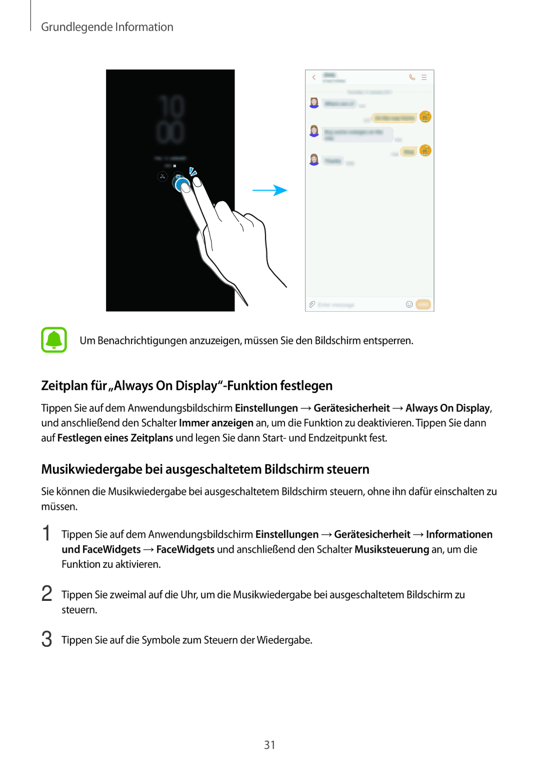 Samsung SM-J530FZKAVGR, SM-J530FZDATCL, SM-J530FZSAEUR, SM-J530FZSADDE Zeitplan für„Always On Display-Funktion festlegen 