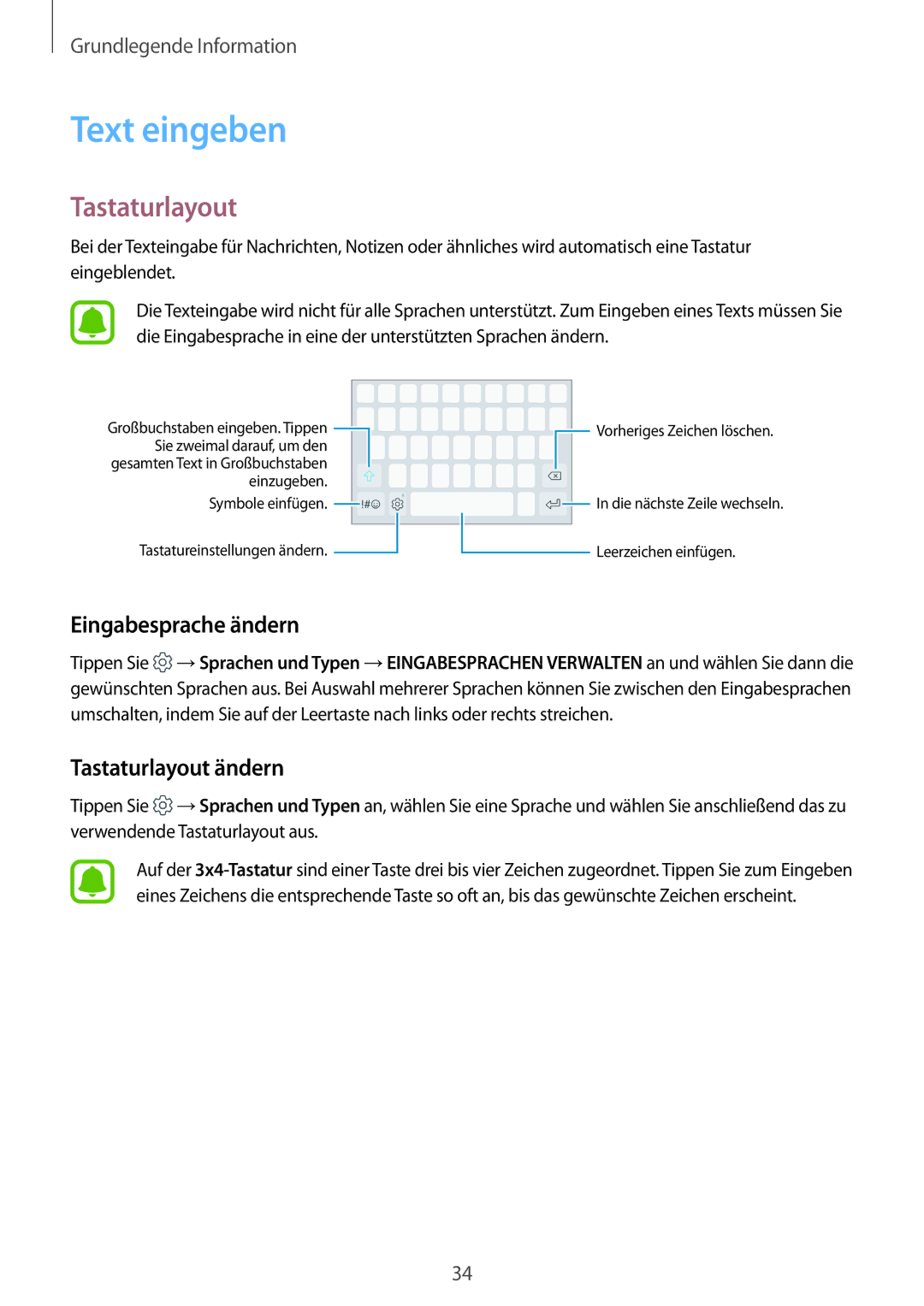 Samsung SM-J530FZDACOS, SM-J530FZDATCL, SM-J530FZSAEUR manual Text eingeben, Eingabesprache ändern, Tastaturlayout ändern 