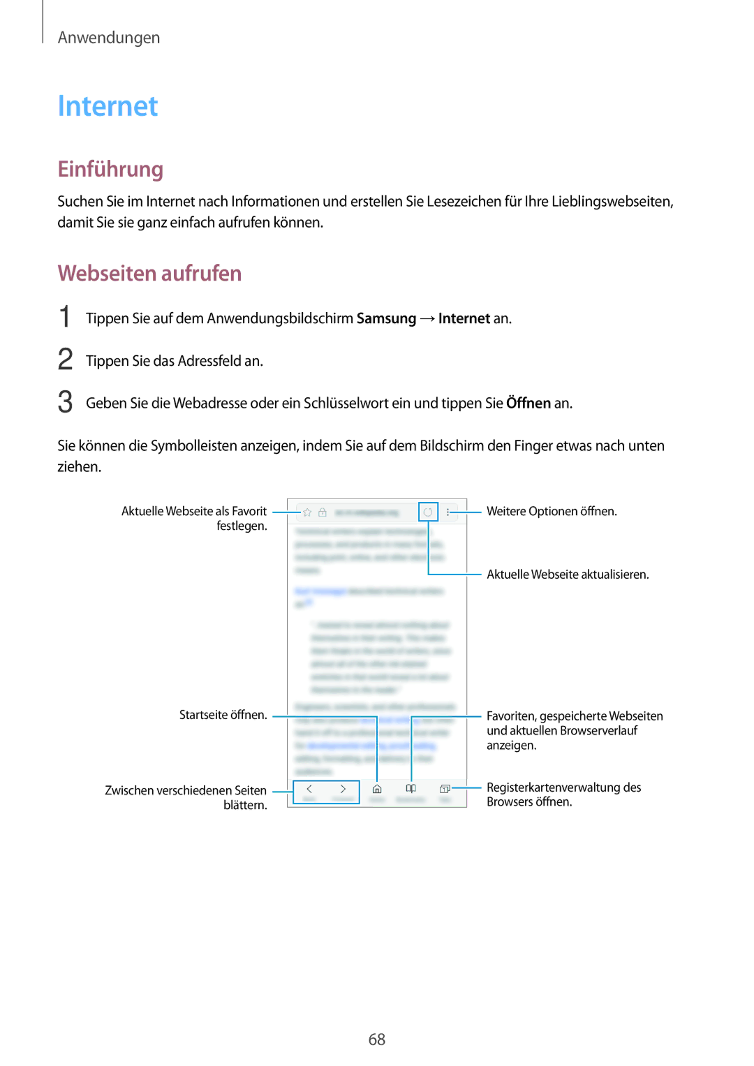 Samsung SM-J530FZDABOG, SM-J530FZDATCL, SM-J530FZSAEUR, SM-J530FZSADDE, SM-J530FZKAEUR manual Internet, Webseiten aufrufen 