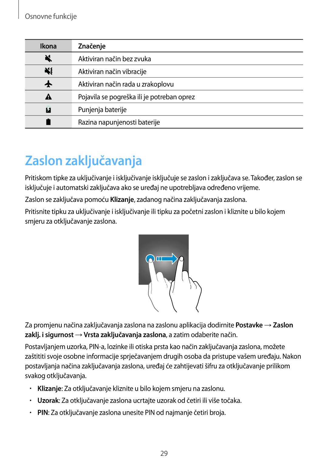 Samsung SM-J530FZDASEE, SM-J530FZKASEE manual Zaslon zaključavanja 