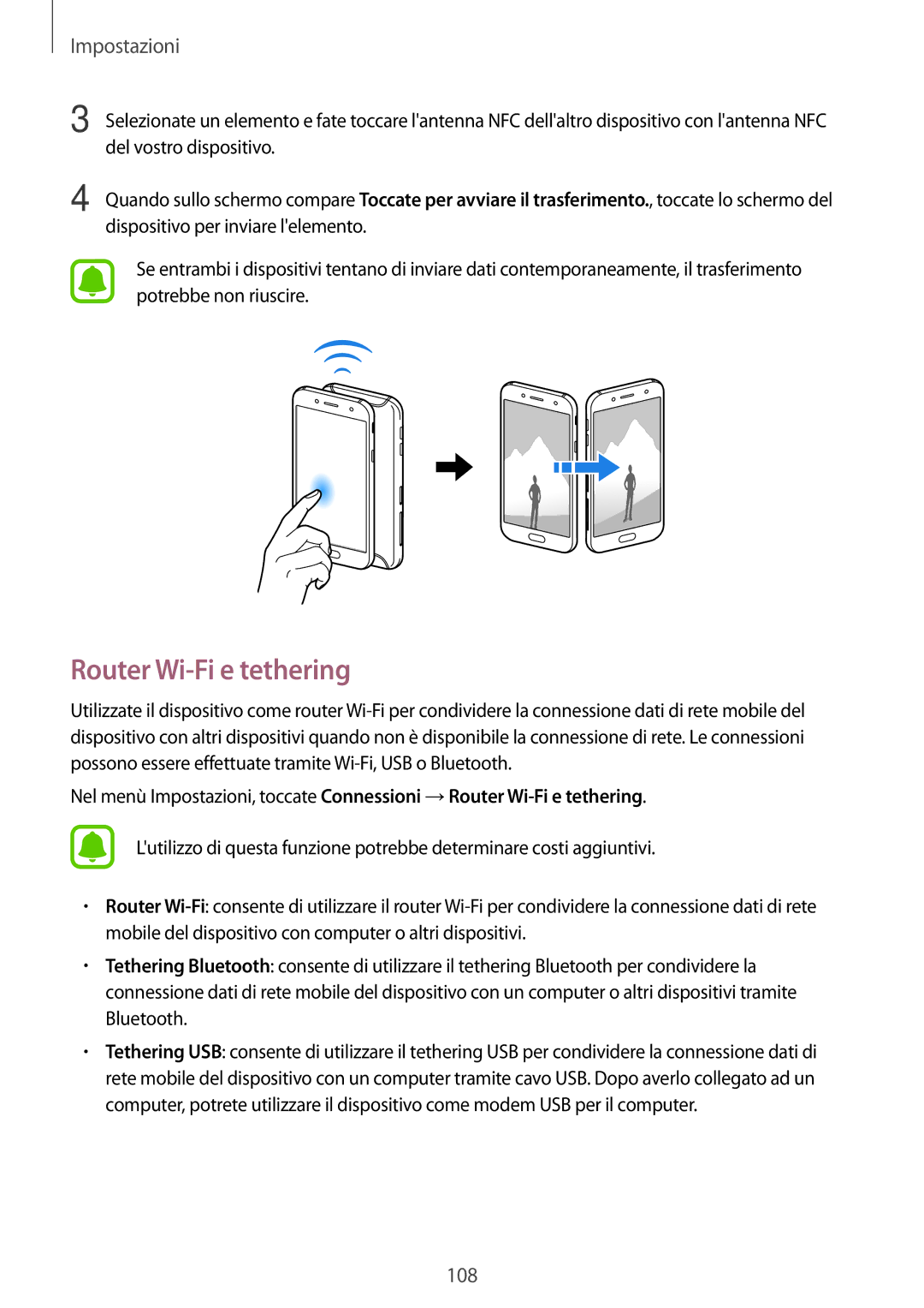 Samsung SM-J530FZKDITV, SM-J530FZKAITV, SM-J530FZDDITV, SM-J530FZSDITV manual Router Wi-Fi e tethering, Del vostro dispositivo 