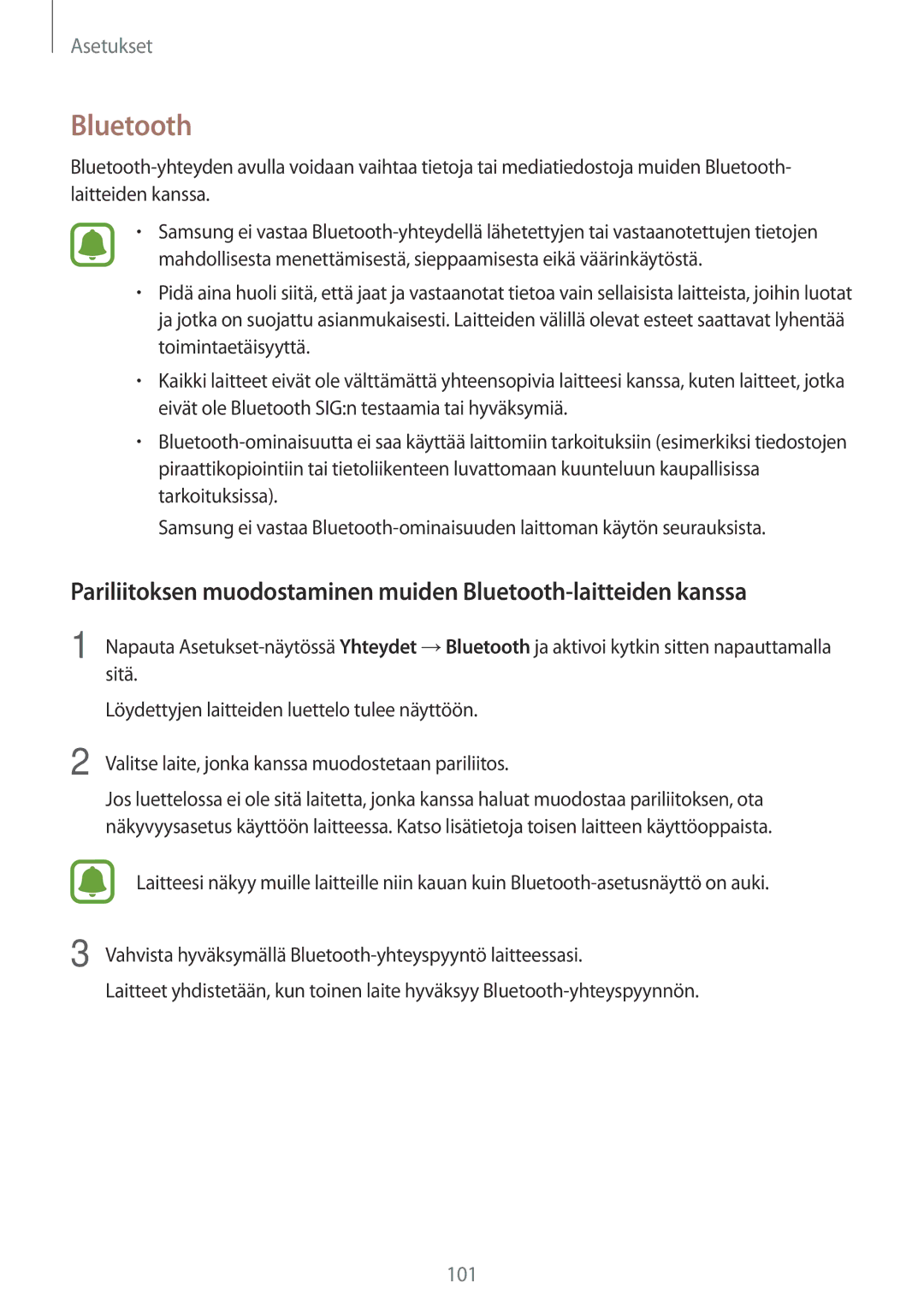 Samsung SM-J730FZDDNEE, SM-J530FZSDNEE, SM-J530FZKDNEE, SM-J730FZKDNEE, SM-J530FZDDNEE, SM-J730FZSDNEE manual Bluetooth 