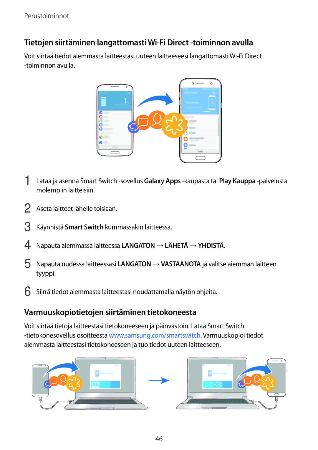 Samsung SM-J730FZSDNEE, SM-J530FZSDNEE, SM-J530FZKDNEE, SM-J730FZKDNEE manual Varmuuskopiotietojen siirtäminen tietokoneesta 