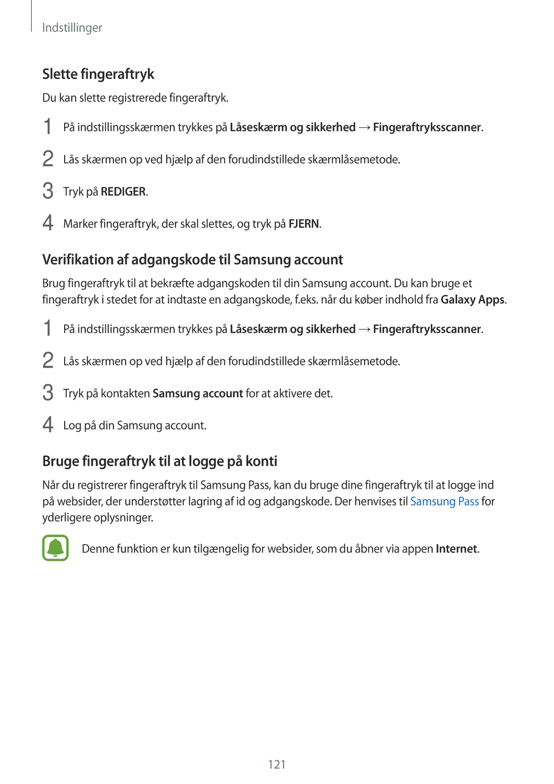 Samsung SM-J530FZKDNEE, SM-J530FZSDNEE, SM-J730FZKDNEE Slette fingeraftryk, Verifikation af adgangskode til Samsung account 