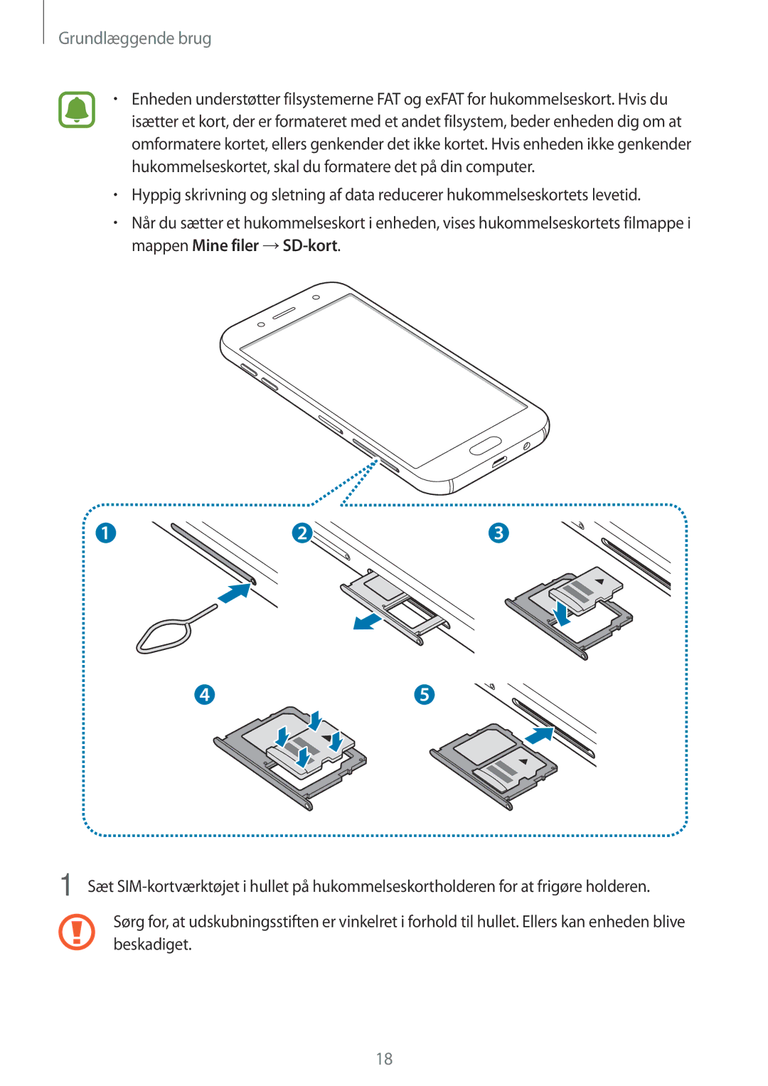 Samsung SM-J530FZSDNEE, SM-J530FZKDNEE, SM-J730FZKDNEE, SM-J530FZDDNEE, SM-J730FZSDNEE, SM-J730FZDDNEE manual Grundlæggende brug 