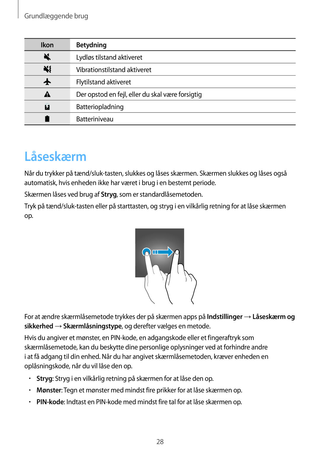 Samsung SM-J730FZSDNEE, SM-J530FZSDNEE, SM-J530FZKDNEE, SM-J730FZKDNEE, SM-J530FZDDNEE, SM-J730FZDDNEE manual Låseskærm 