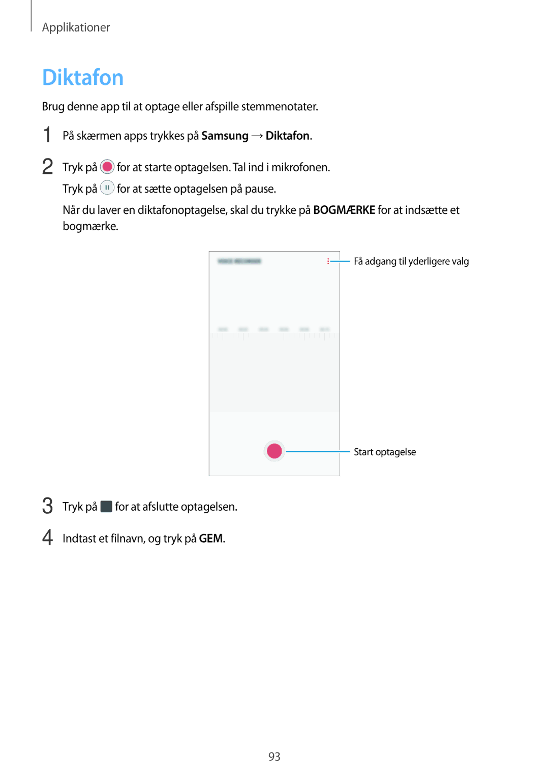 Samsung SM-J530FZDDNEE, SM-J530FZSDNEE, SM-J530FZKDNEE, SM-J730FZKDNEE, SM-J730FZSDNEE, SM-J730FZDDNEE manual Diktafon 