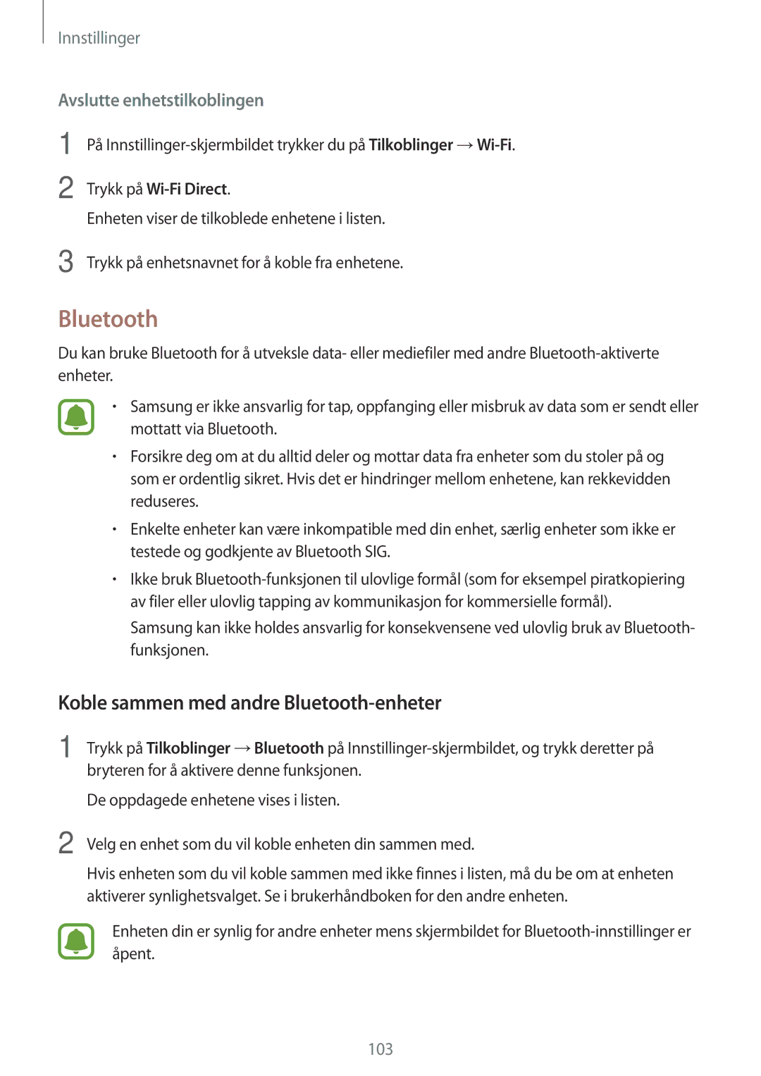 Samsung SM-J530FZKDNEE, SM-J530FZSDNEE, SM-J730FZKDNEE, SM-J530FZDDNEE manual Koble sammen med andre Bluetooth-enheter 