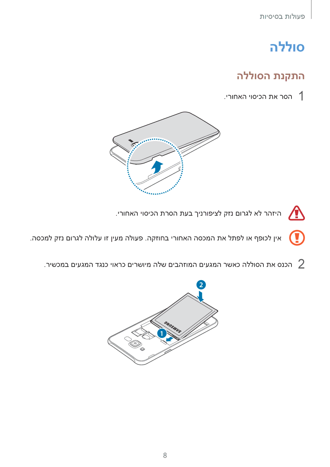 Samsung SM-J700FZWAPCL, SM-J700FZKAILO, SM-J700FZKAPCL, SM-J700FZWAILO, SM-J700FZDAILO manual הללוסה תנקתה 