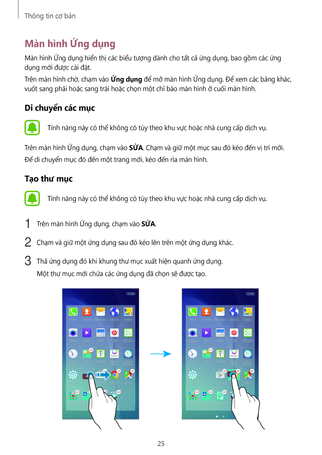 Samsung SM-J700HZDDXXV, SM-J700HZWDXXV, SM-J700HZKDXXV manual Màn hình Ứng dụng, Di chuyển các mục 