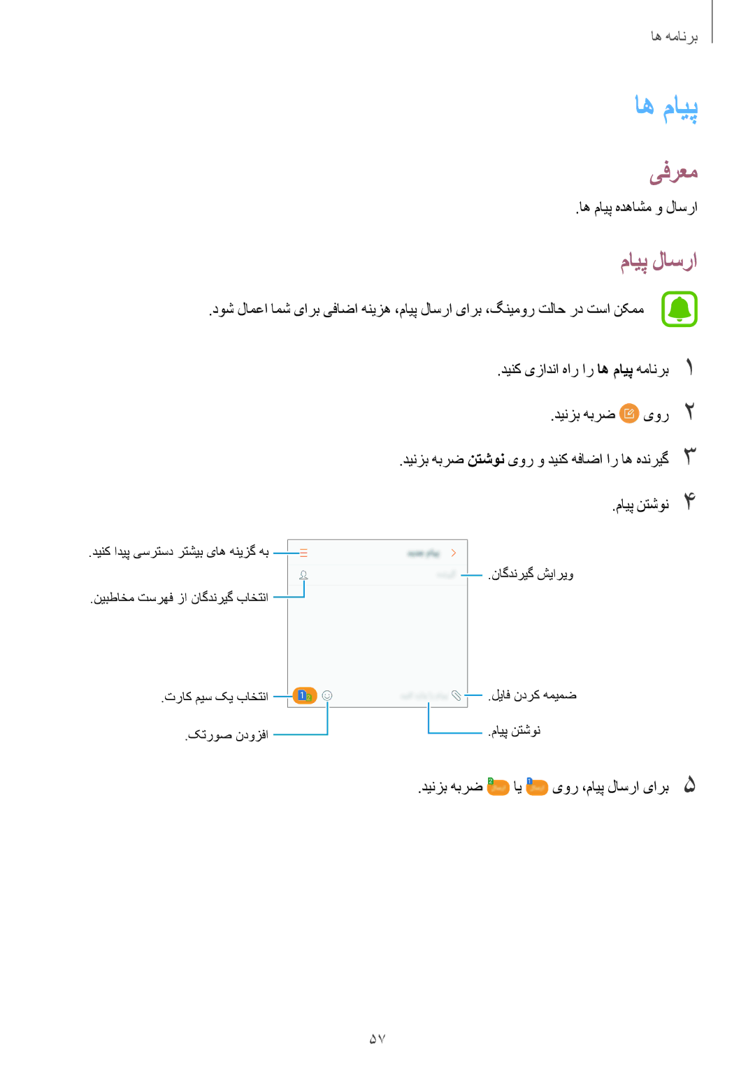 Samsung SM-J701FZKDKSA, SM-J701FZDDKSA manual اه مايپ, مایپ لاسرا 