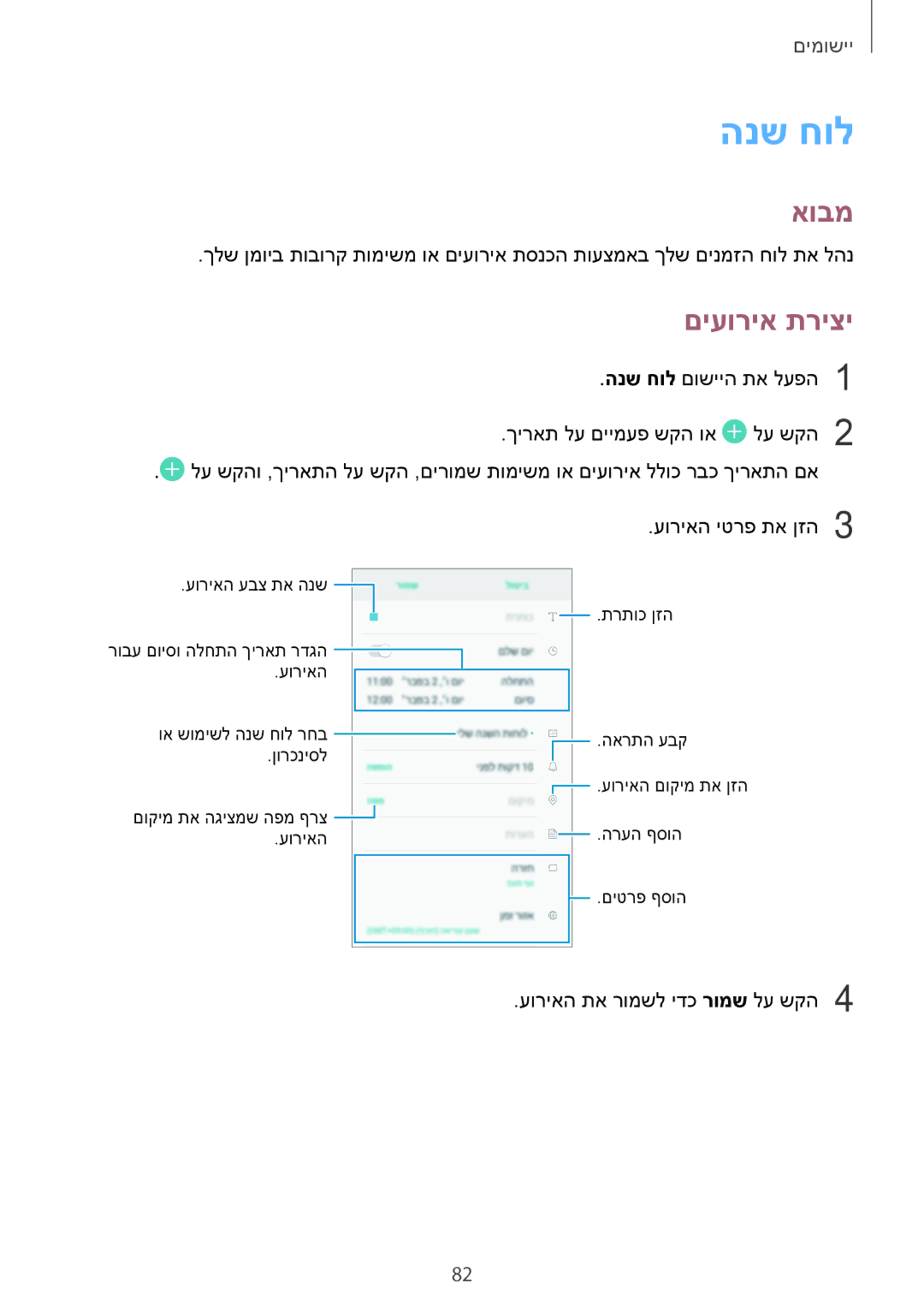 Samsung SM-J701FZDEILO, SM-J701FZKEILO, SM-J701FZSEILO manual הנש חול, םיעוריא תריצי 