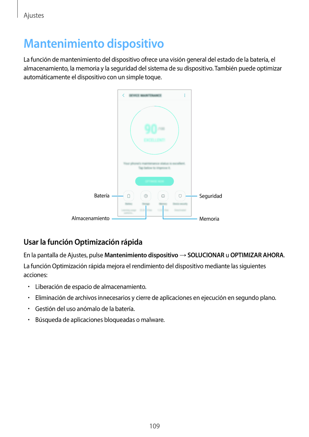 Samsung SM-J510FZDUPHE, SM-J710FZDNPHE, SM-J510FZDNPHE, SM-J710FZKNPHE, SM-J510FZKUPHE manual Mantenimiento dispositivo 