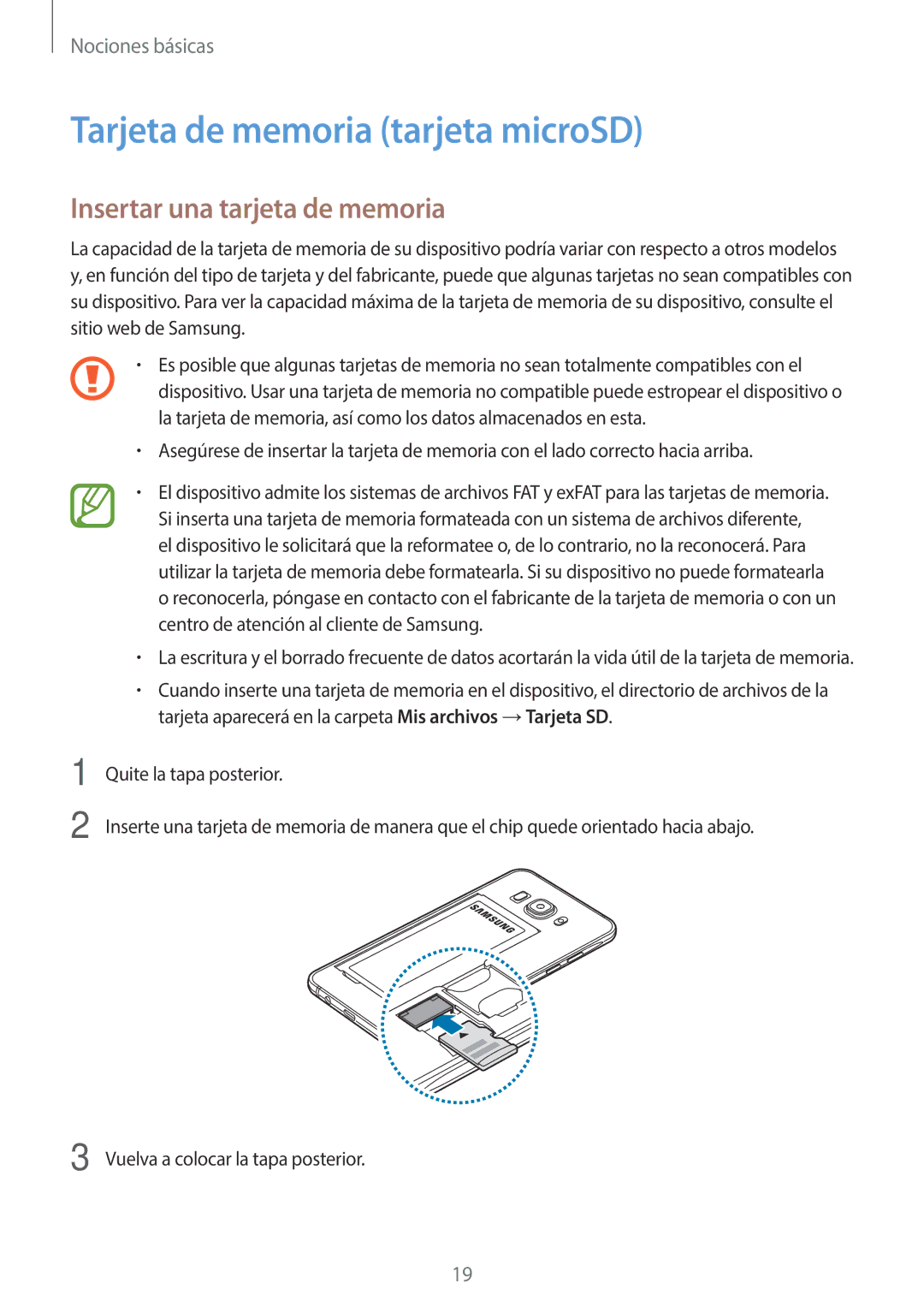 Samsung SM-J710FZWNPHE, SM-J710FZDNPHE, SM-J510FZDNPHE Tarjeta de memoria tarjeta microSD, Insertar una tarjeta de memoria 