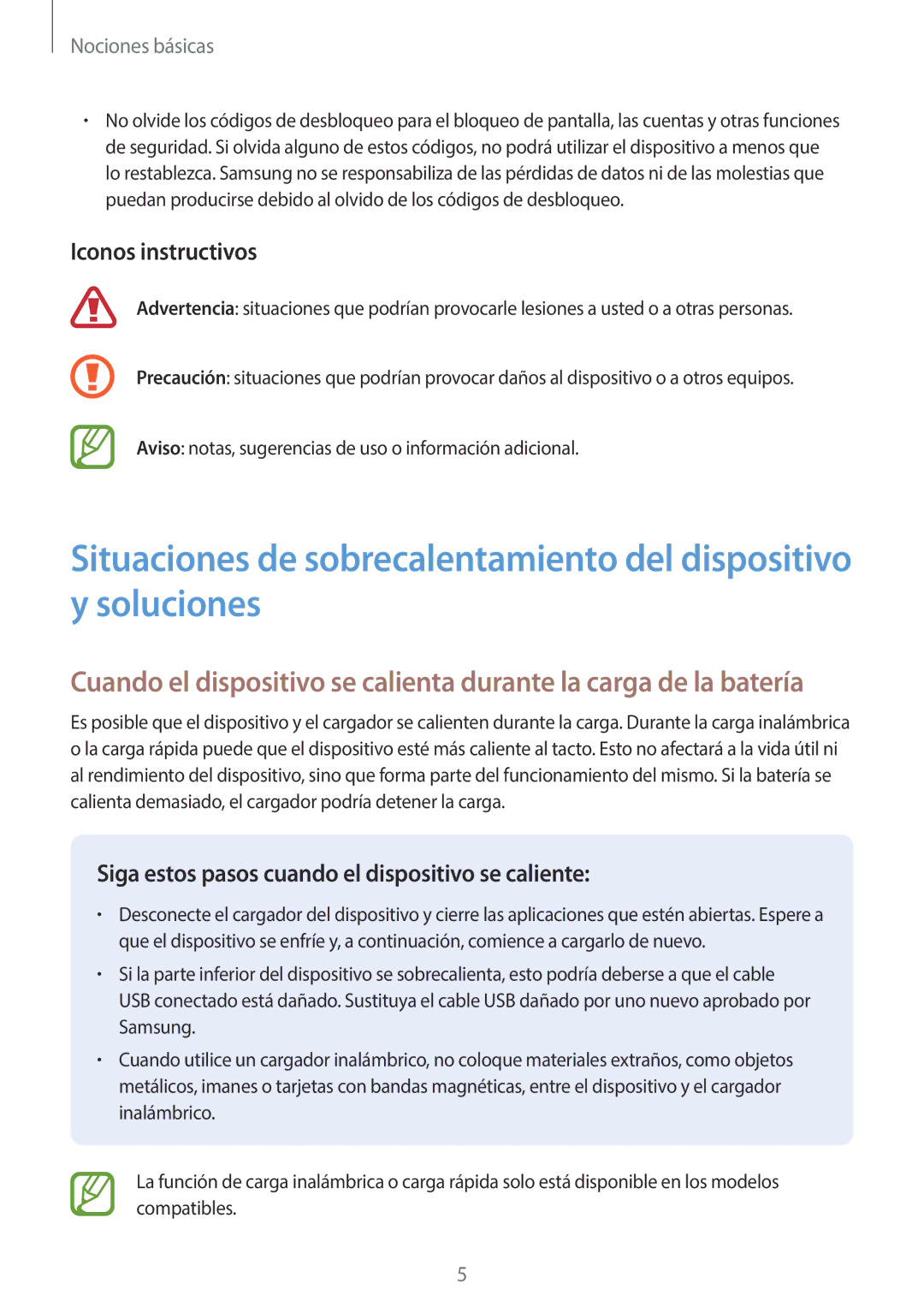 Samsung SM-J710FZWNPHE, SM-J710FZDNPHE manual Iconos instructivos, Siga estos pasos cuando el dispositivo se caliente 