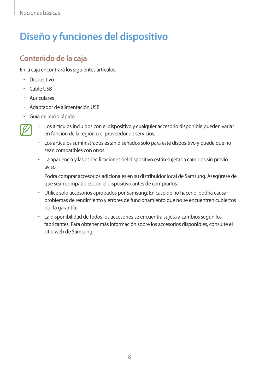 Samsung SM-J510FZDNPHE, SM-J710FZDNPHE, SM-J710FZKNPHE manual Diseño y funciones del dispositivo, Contenido de la caja 