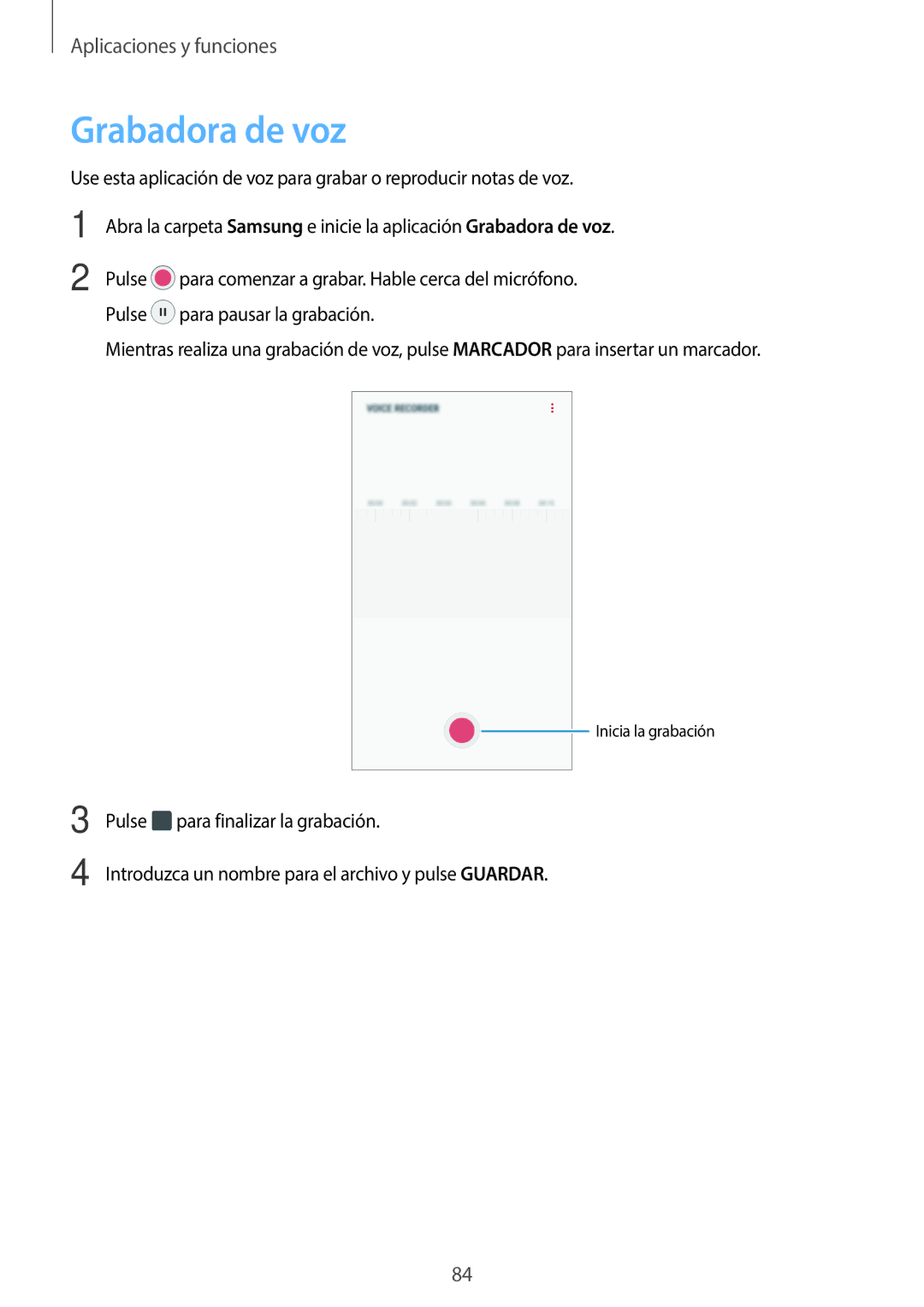 Samsung SM-J710FZDNPHE, SM-J510FZDNPHE, SM-J710FZKNPHE, SM-J510FZKUPHE, SM-J510FZDUPHE, SM-J710FZWNPHE manual Grabadora de voz 