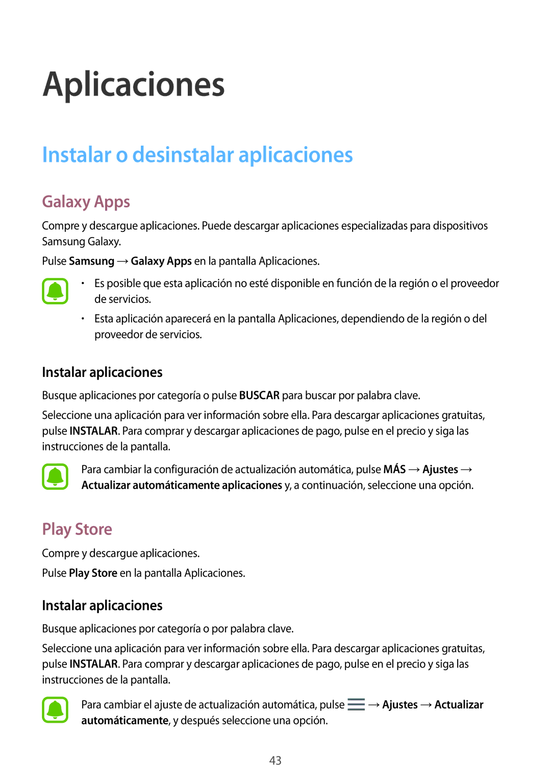 Samsung SM-J510FZDNPHE, SM-J710FZDNPHE Instalar o desinstalar aplicaciones, Galaxy Apps, Play Store, Instalar aplicaciones 