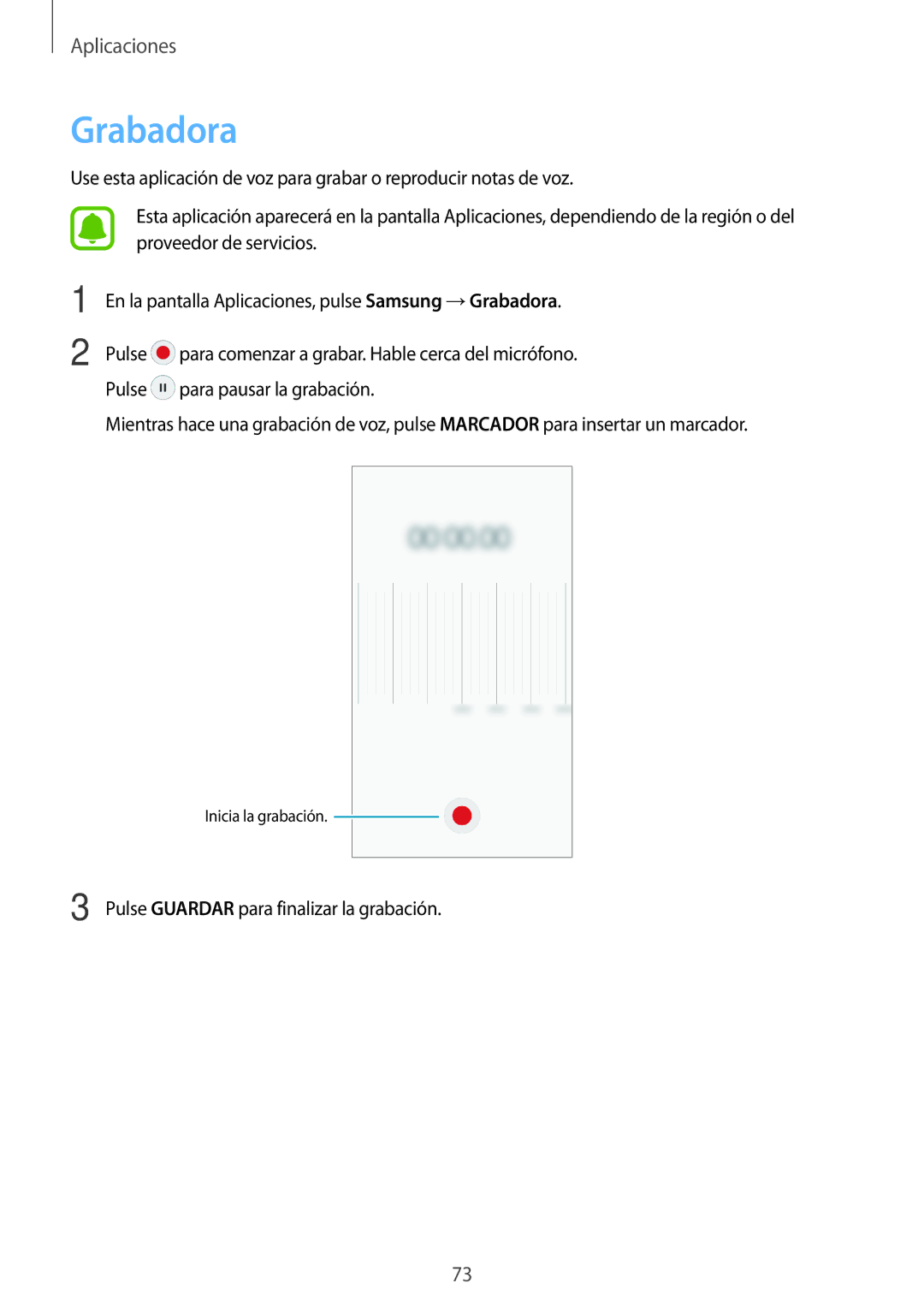 Samsung SM-J510FZKUPHE, SM-J710FZDNPHE, SM-J510FZDNPHE, SM-J710FZKNPHE, SM-J510FZDUPHE, SM-J710FZWNPHE manual Grabadora 