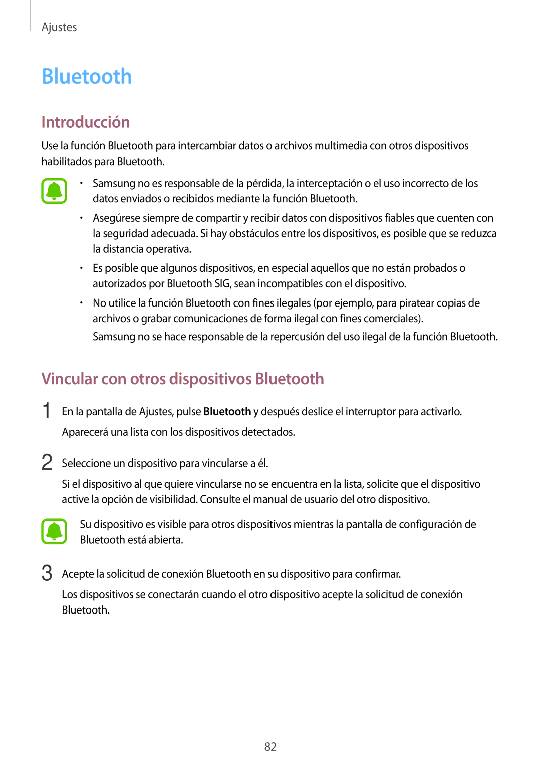 Samsung SM-J710FZWNPHE, SM-J710FZDNPHE, SM-J510FZDNPHE, SM-J710FZKNPHE manual Vincular con otros dispositivos Bluetooth 