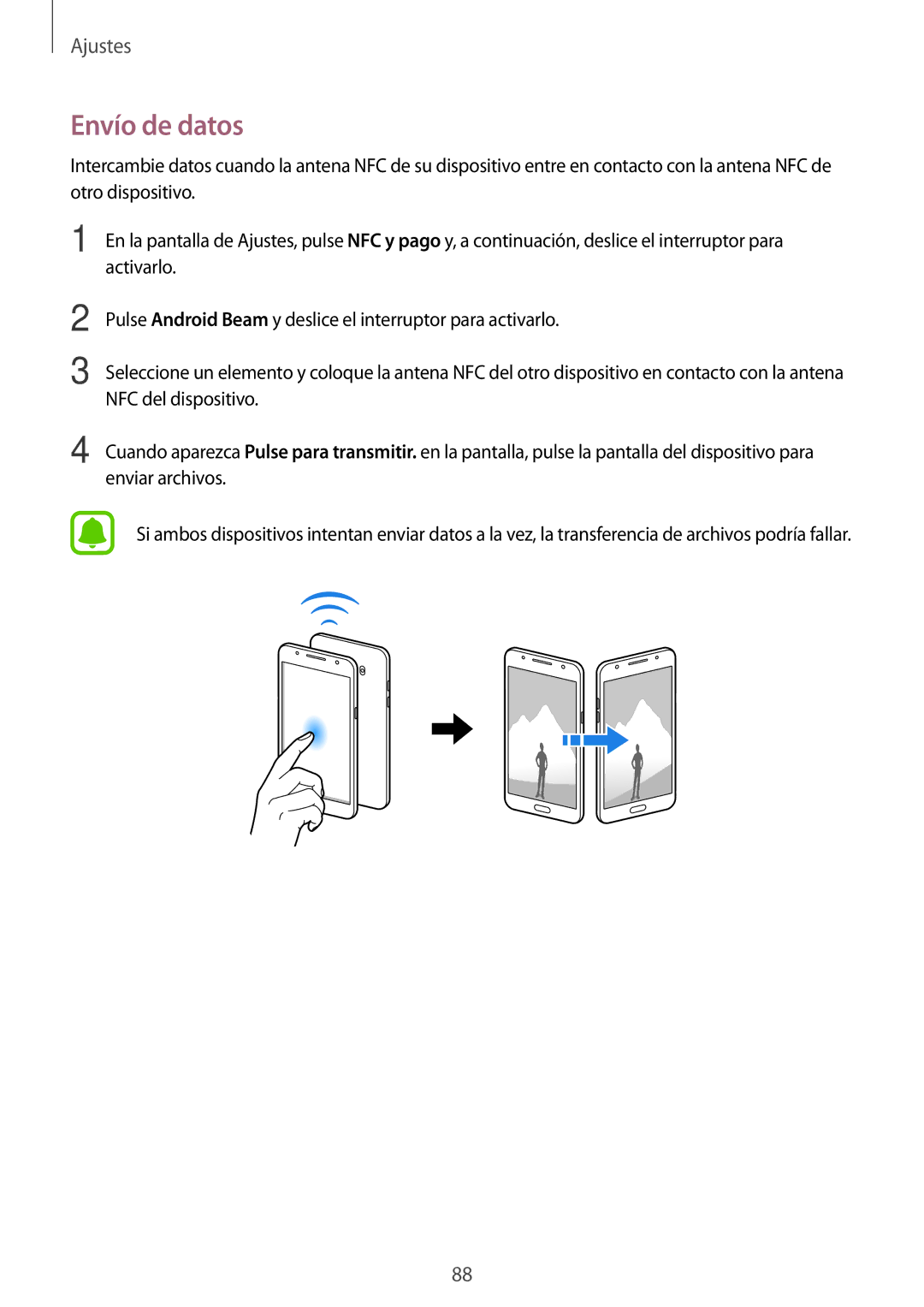 Samsung SM-J510FZDUPHE, SM-J710FZDNPHE, SM-J510FZDNPHE, SM-J710FZKNPHE, SM-J510FZKUPHE, SM-J710FZWNPHE manual Envío de datos 