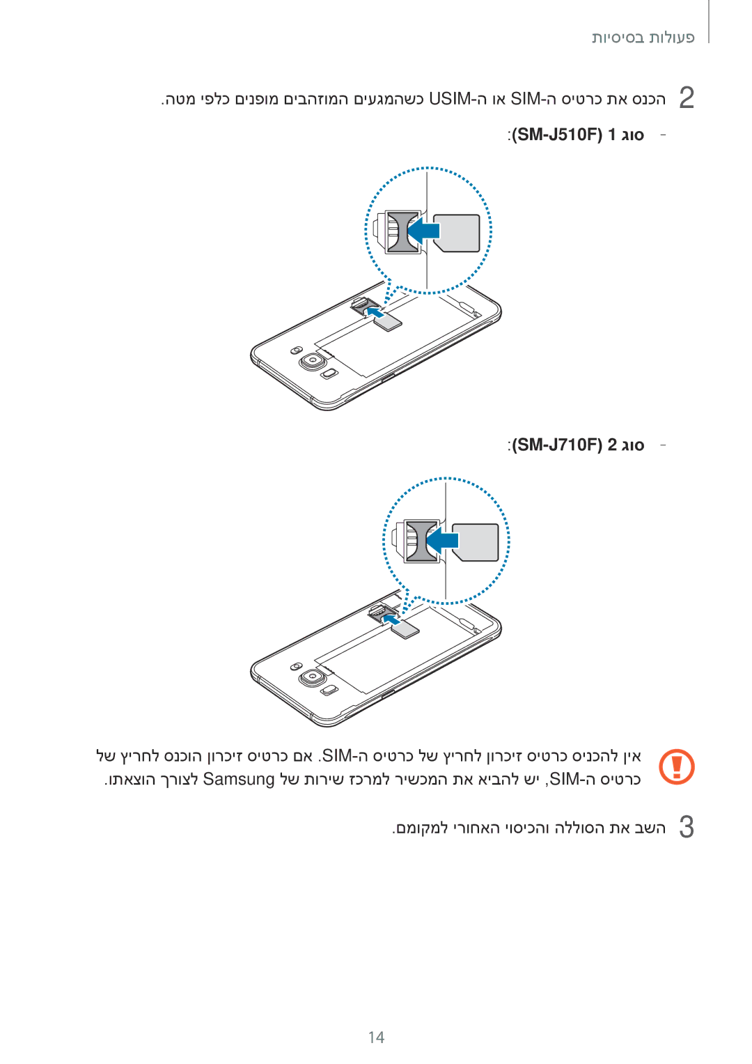 Samsung SM-J710FZDAPTR, SM-J710FZWAILO, SM-J710FZKAPTR, SM-J710FZDAILO, SM-J710FZKAPCL manual SM-J510F 1 גוס ‏SM-J710F 2 גוס 