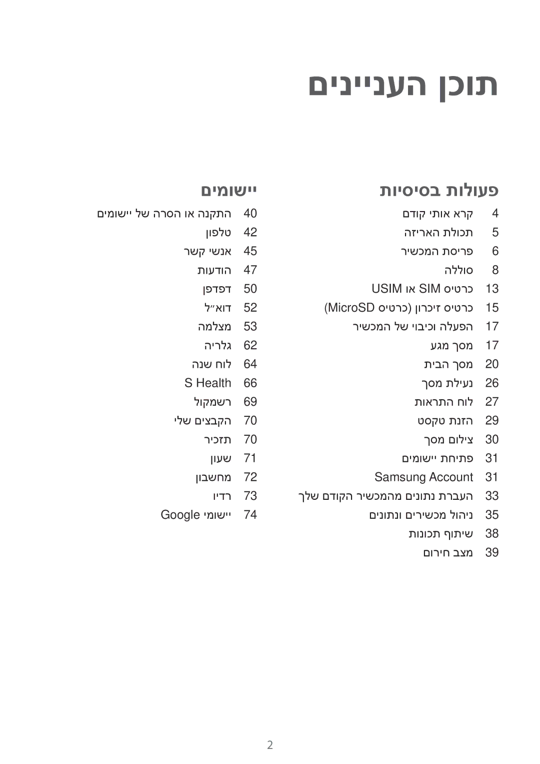 Samsung SM-J710FZDAILO, SM-J710FZWAILO, SM-J710FZKAPTR, SM-J710FZDAPTR, SM-J710FZKAPCL, SM-J710FZWAPTR manual םיניינעה ןכות 