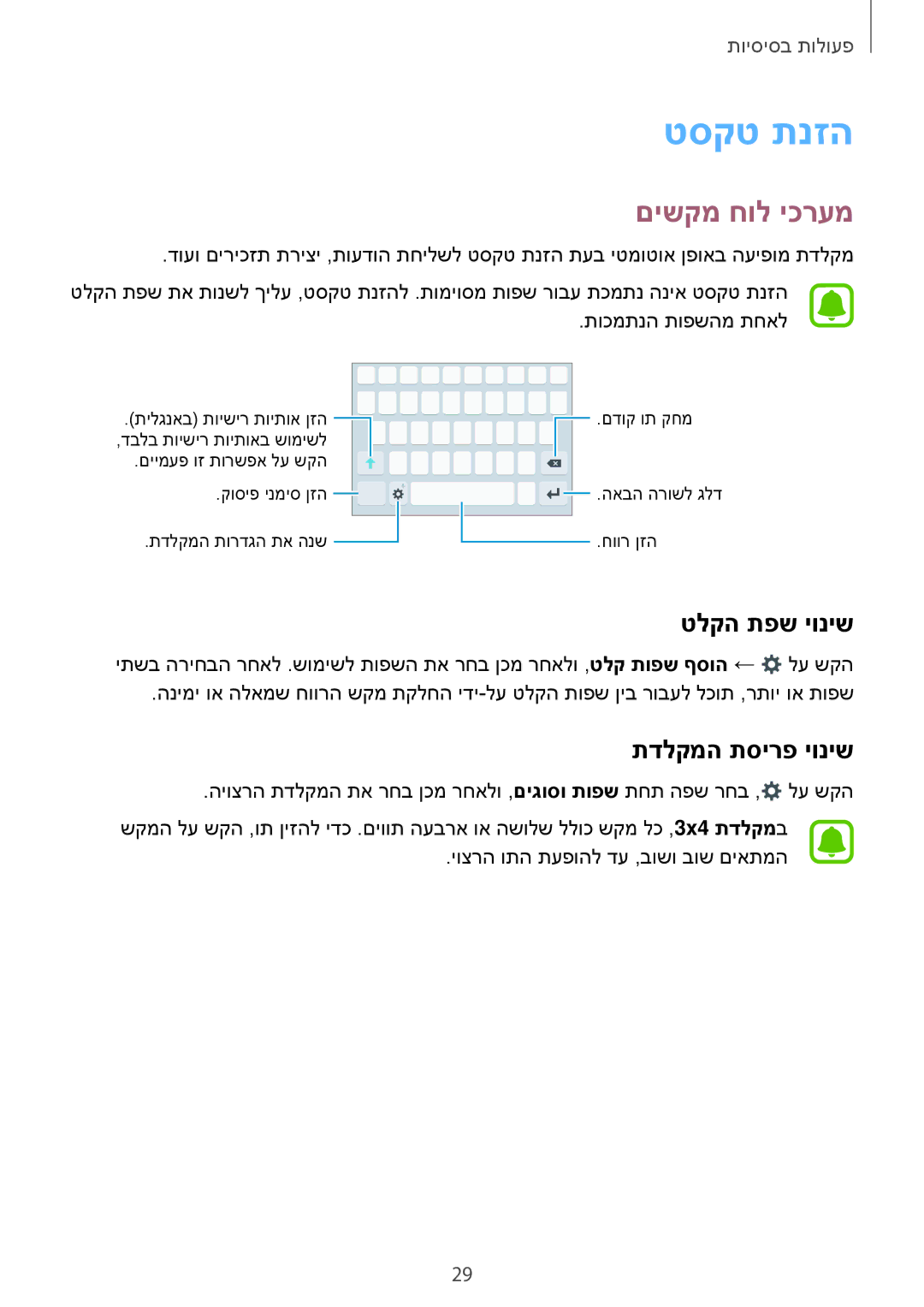 Samsung SM-J710FZKACEL, SM-J710FZWAILO, SM-J710FZKAPTR manual טסקט תנזה, םישקמ חול יכרעמ, טלקה תפש יוניש, תדלקמה תסירפ יוניש 