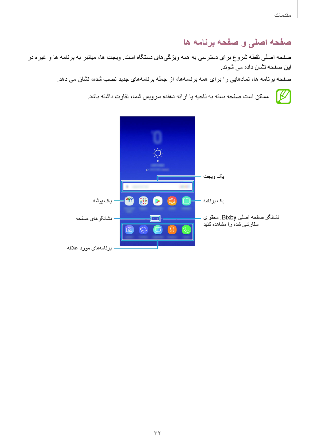 Samsung SM-J720FZVDKSA, SM-J720FZKDKSA, SM-J720FZDDKSA manual اه همانرب هحفص و یلصا هحفص, دنوش یم هداد ناشن هحفص نیا 