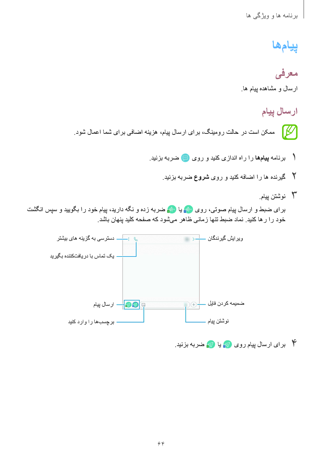 Samsung SM-J720FZDDKSA, SM-J720FZKDKSA, SM-J720FZVDKSA manual اه‌مایپ, مایپ لاسرا, اه مایپ هدهاشم و لاسرا 