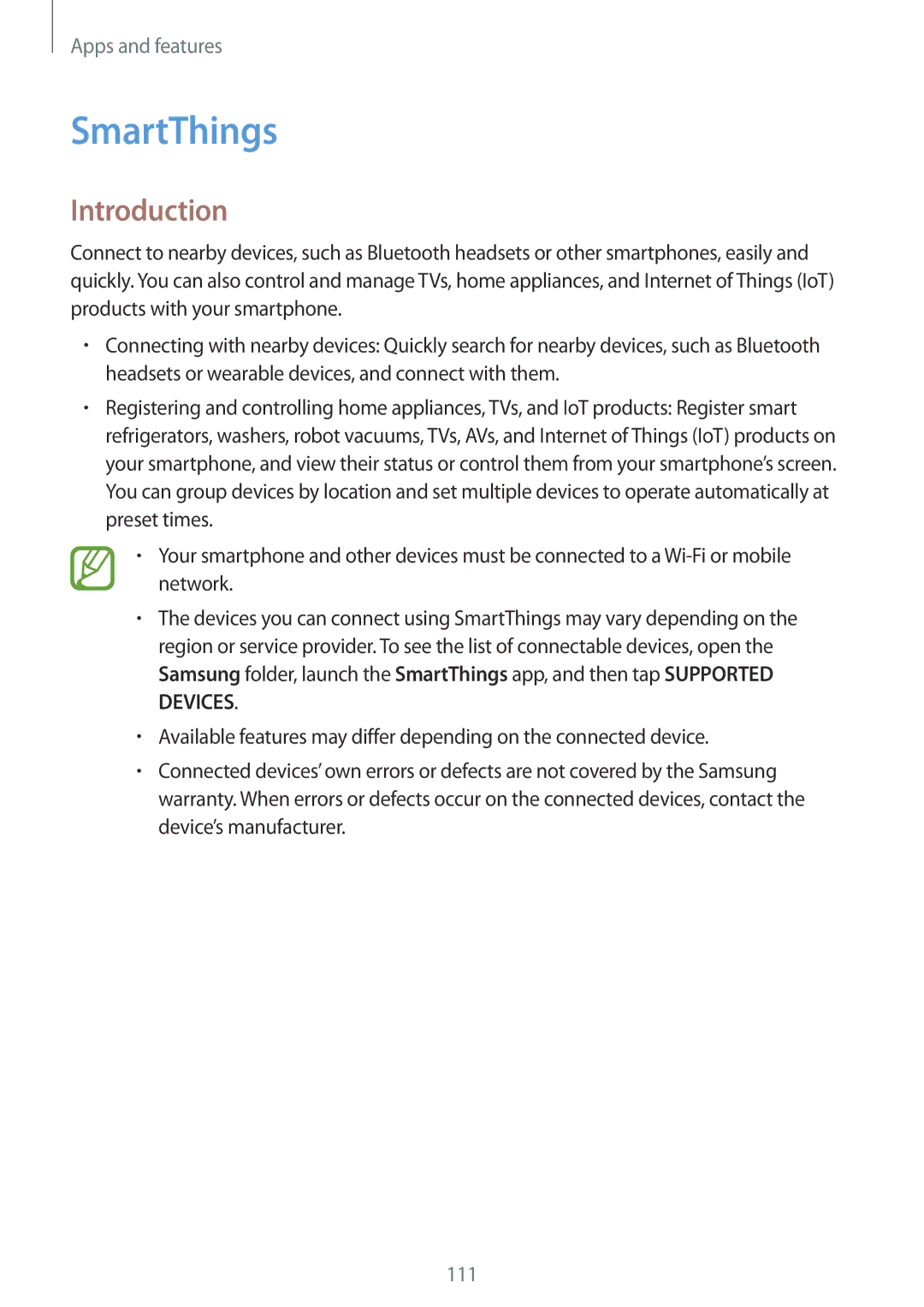 Samsung SM-J720FZKDKSA, SM-J720FZDDKSA, SM-J720FZVDKSA manual SmartThings, Introduction 