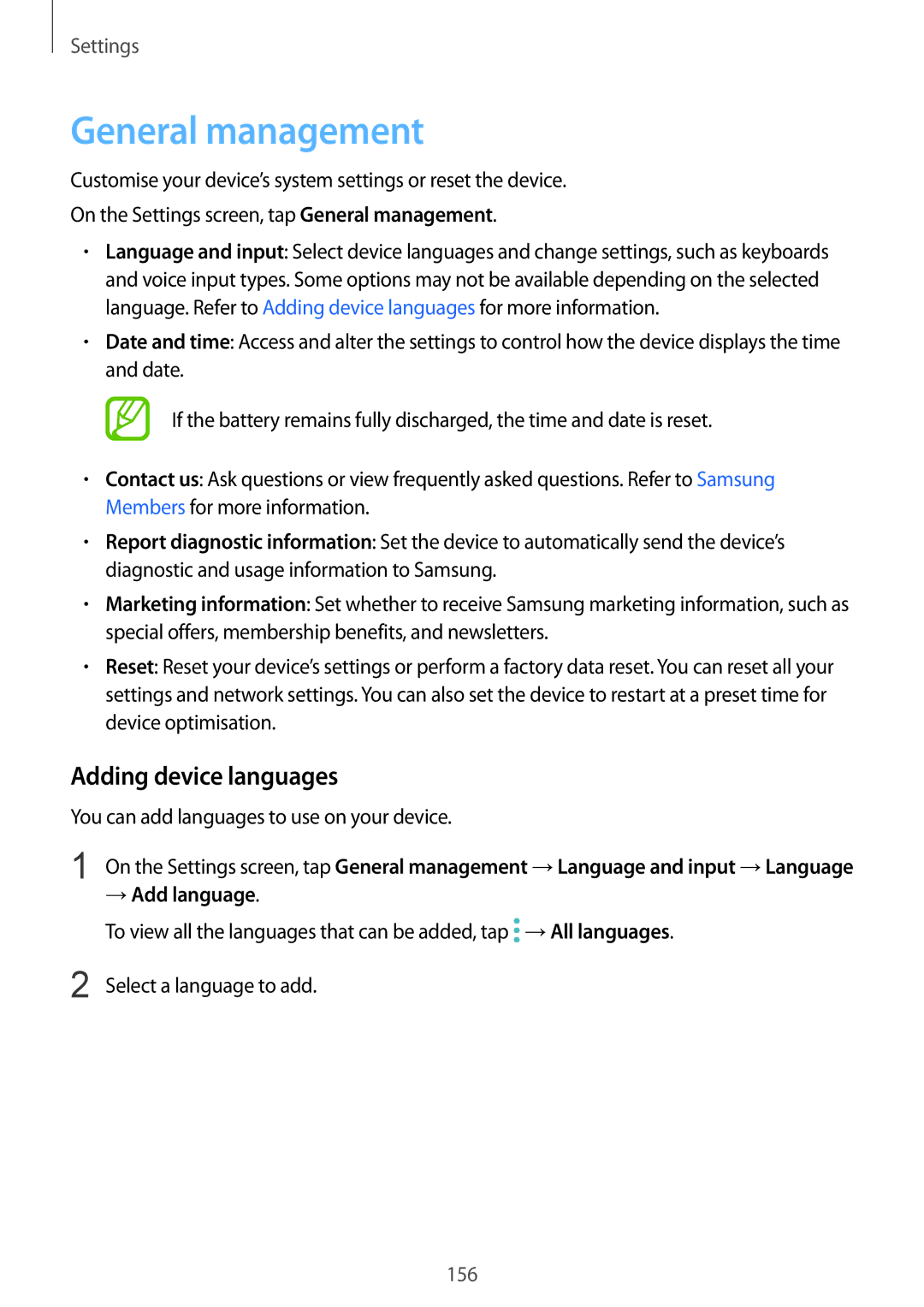 Samsung SM-J720FZKDKSA manual General management, Adding device languages, You can add languages to use on your device 